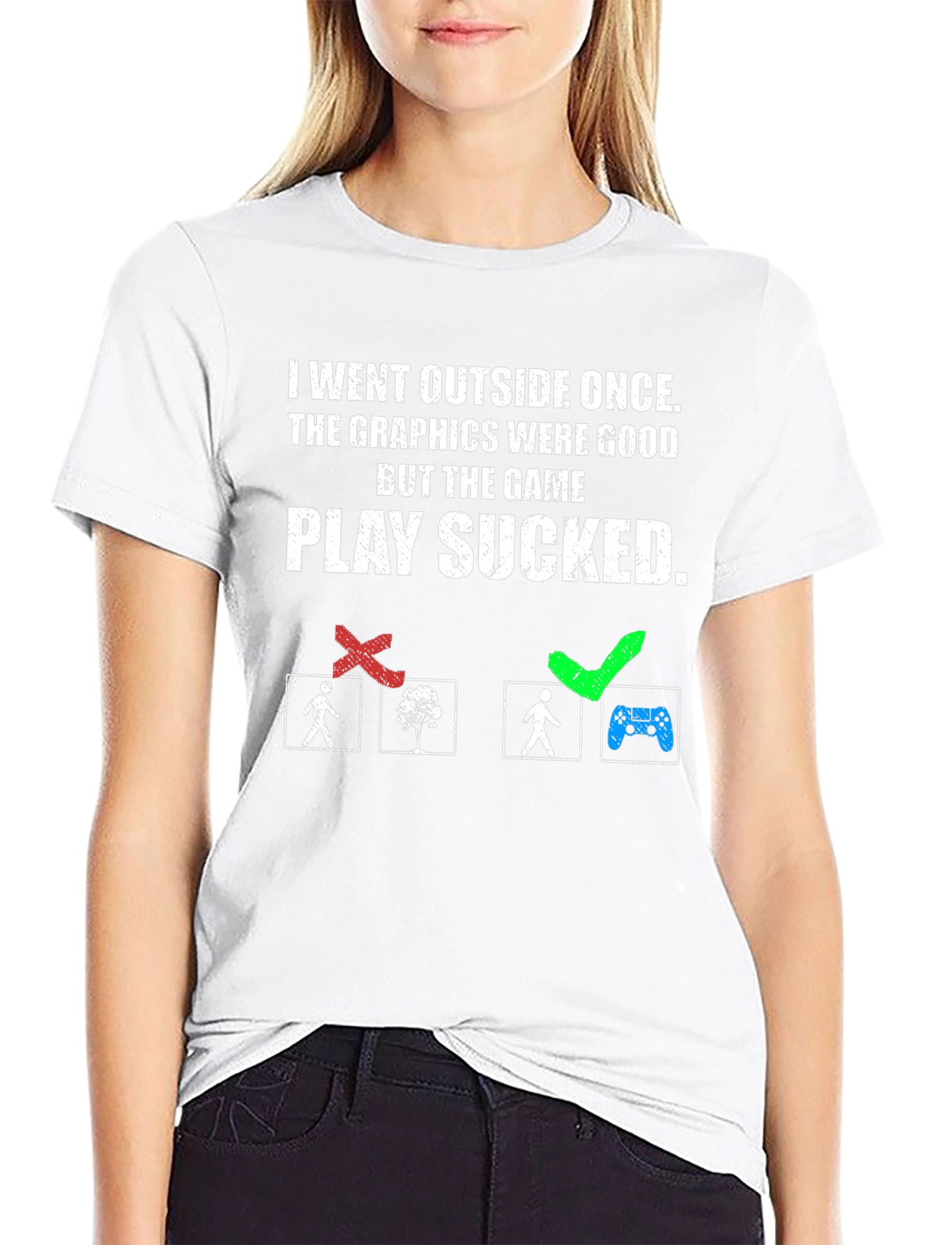 Funny Gamer T-Shirt - I Went Outside Once