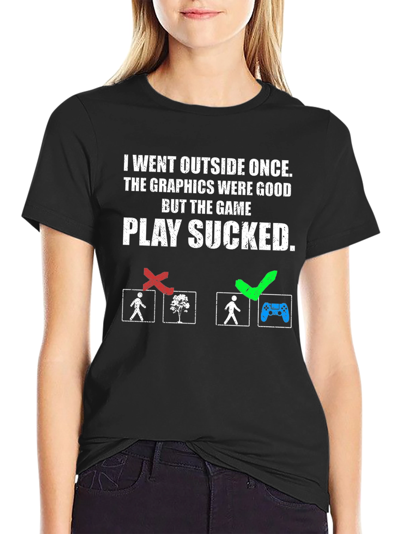 Funny Gamer T-Shirt - I Went Outside Once