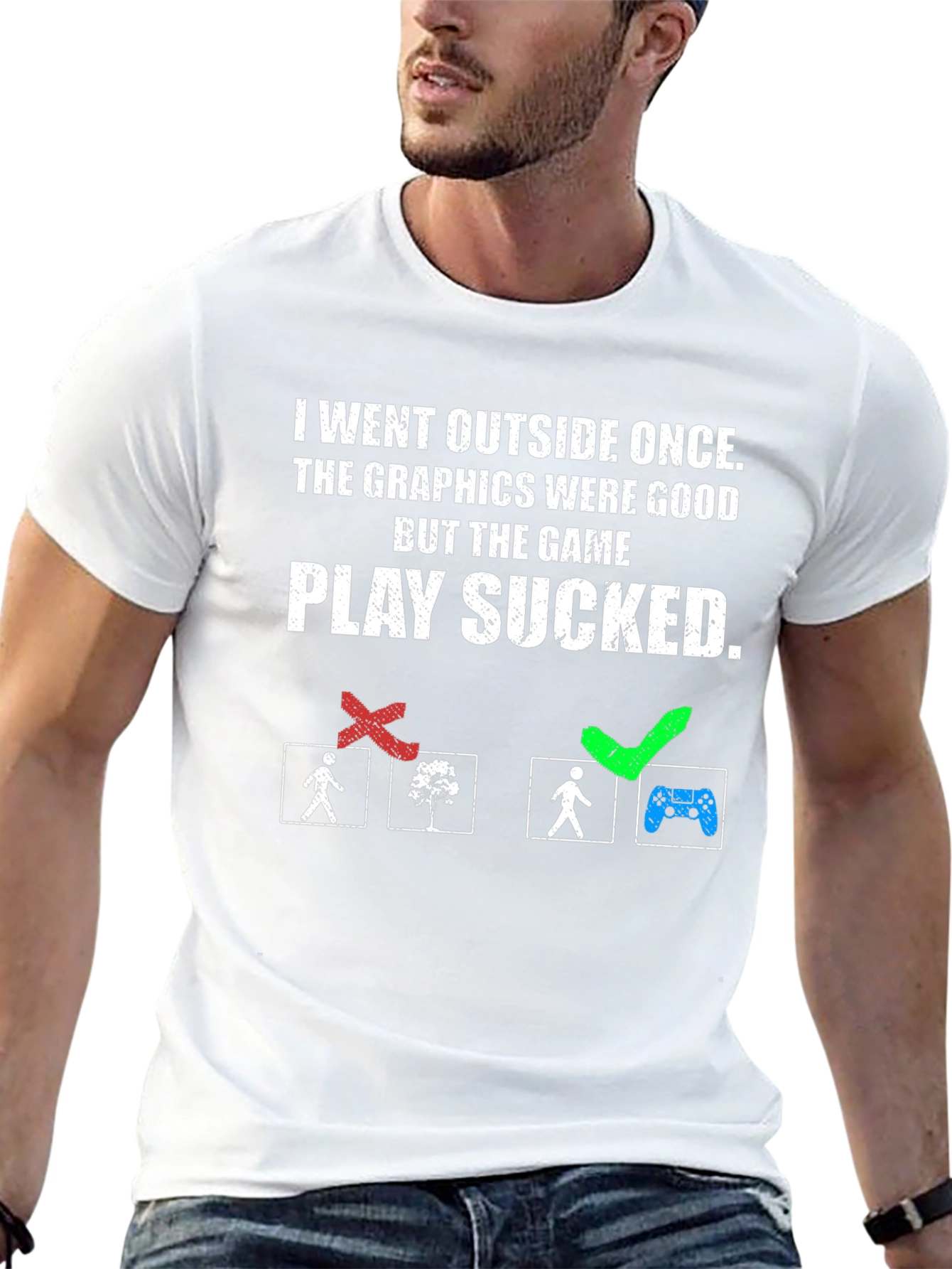 Funny Gamer T-Shirt - I Went Outside Once