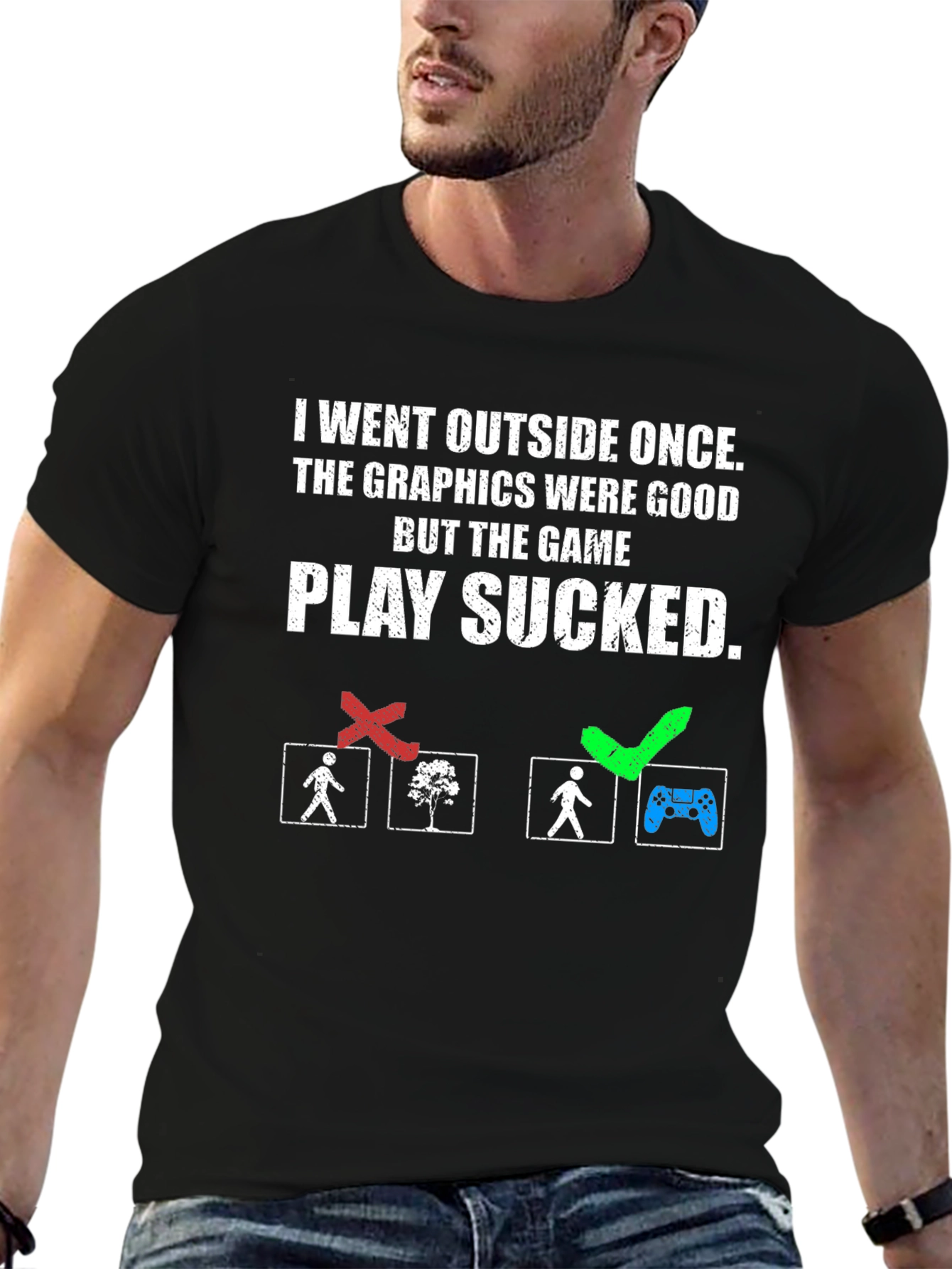 Funny Gamer T-Shirt - I Went Outside Once