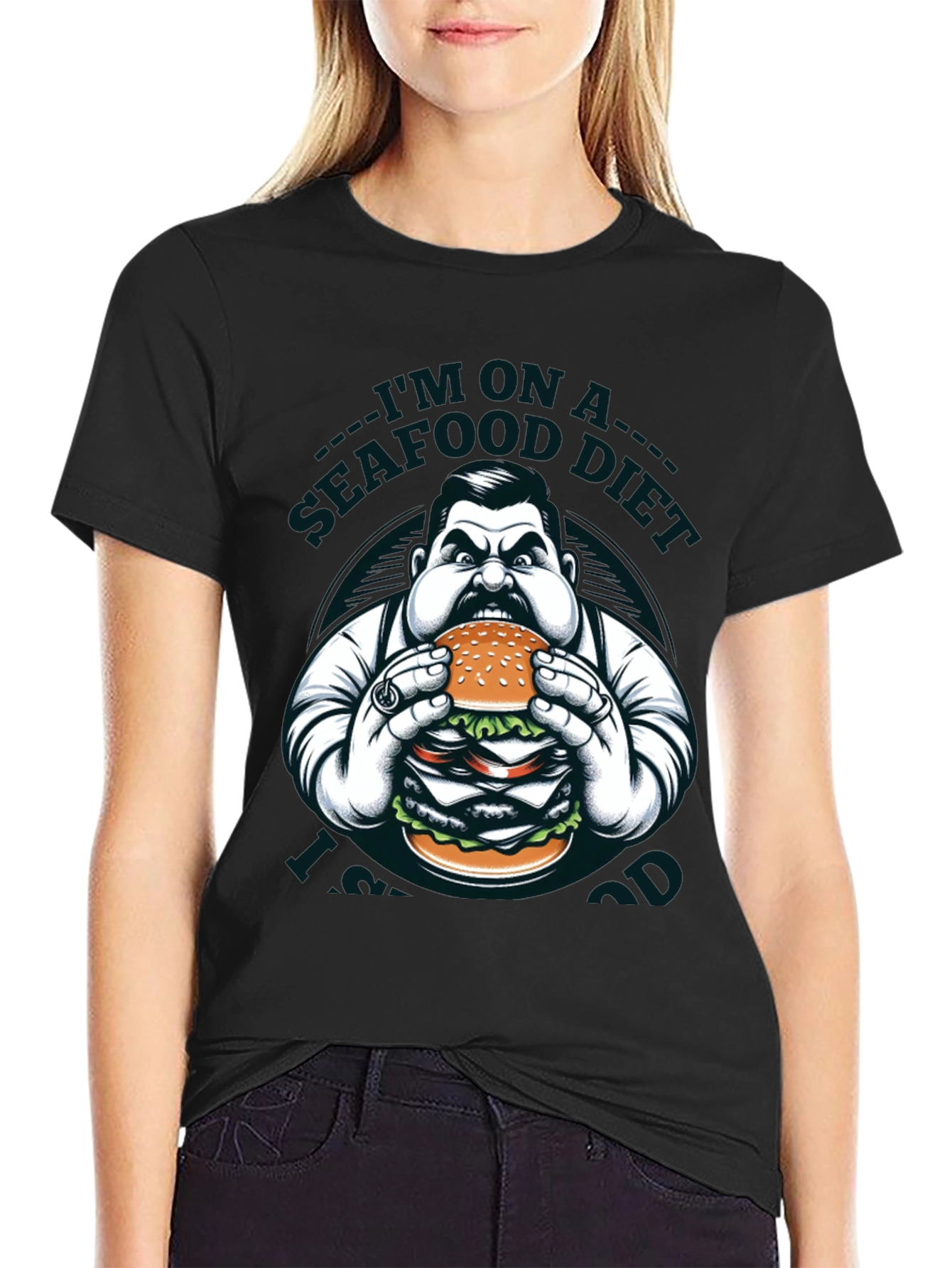Seafood Diet Funny Graphic Tee