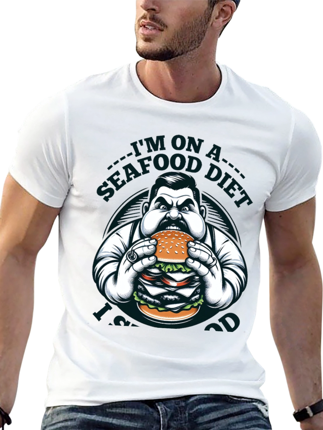 Seafood Diet Funny Graphic Tee