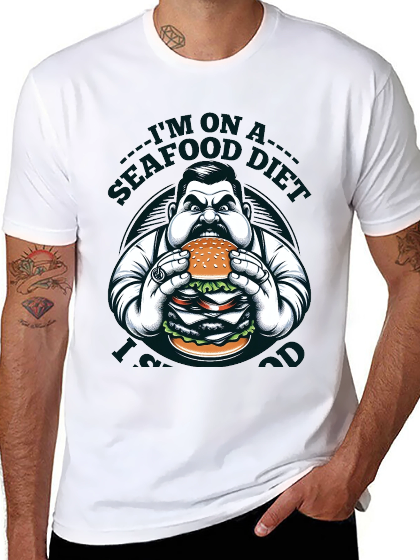 Seafood Diet Funny Graphic Tee