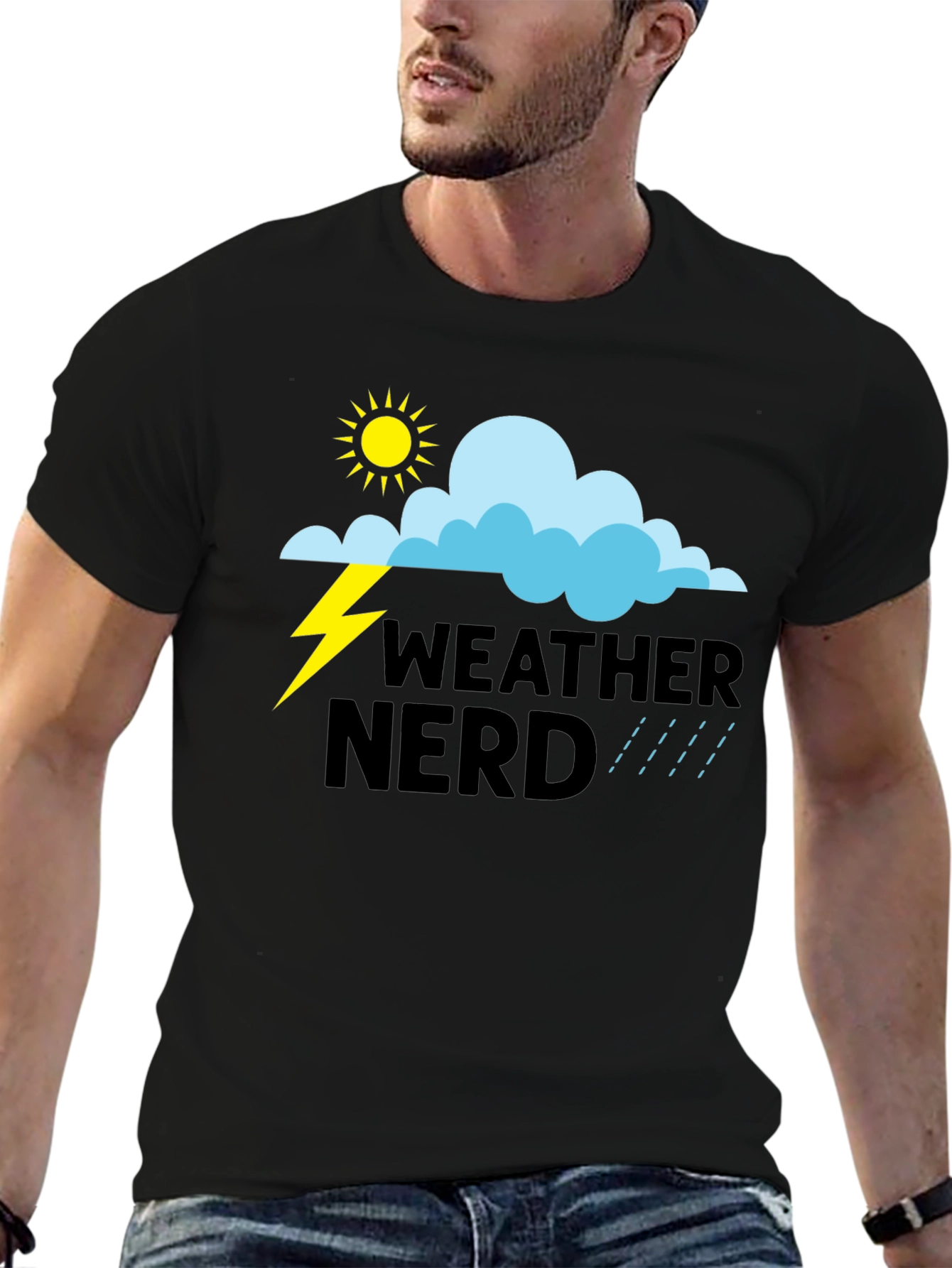 Weather Nerd Graphic T-Shirt - Black Cotton Tee