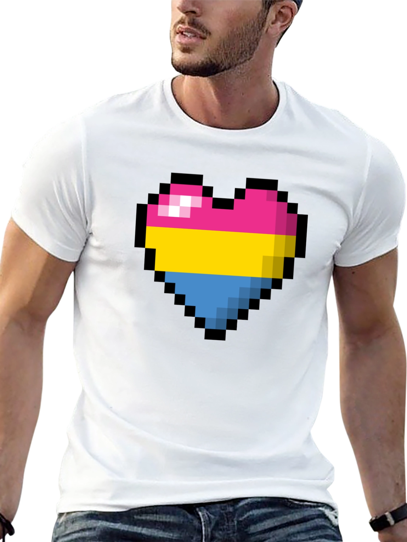 Pansexual Pride Pixel Heart T-Shirt