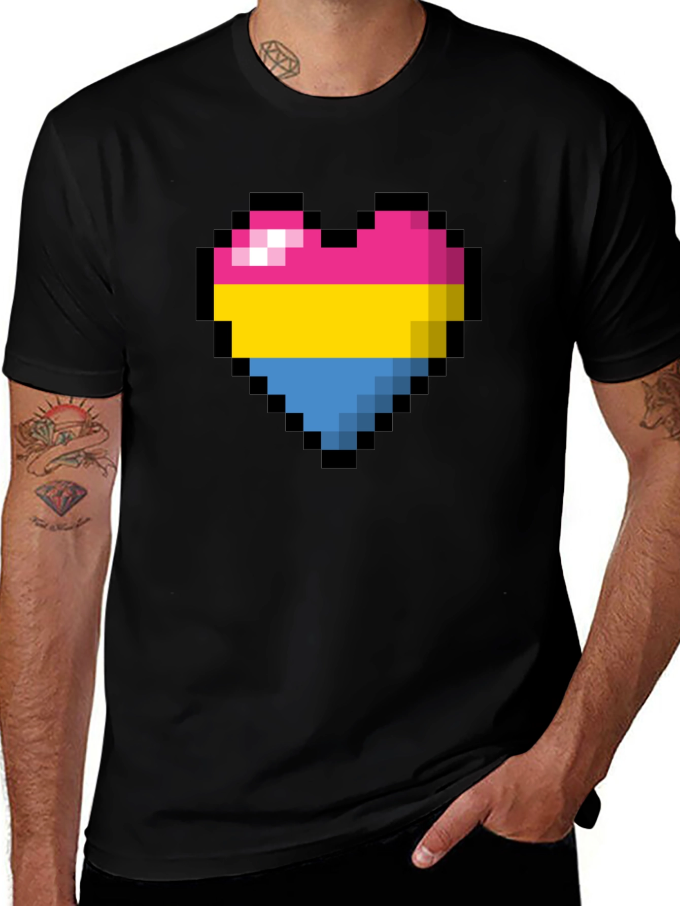 Pansexual Pride Pixel Heart T-Shirt