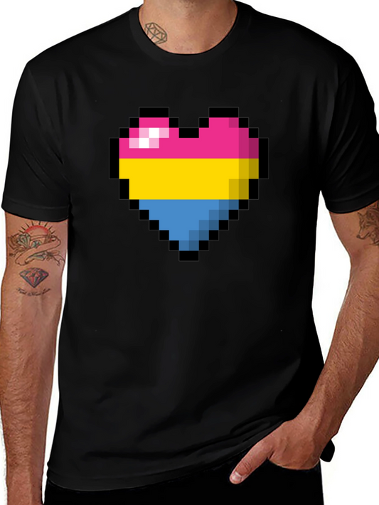 Pansexual Pride Pixel Heart T-Shirt