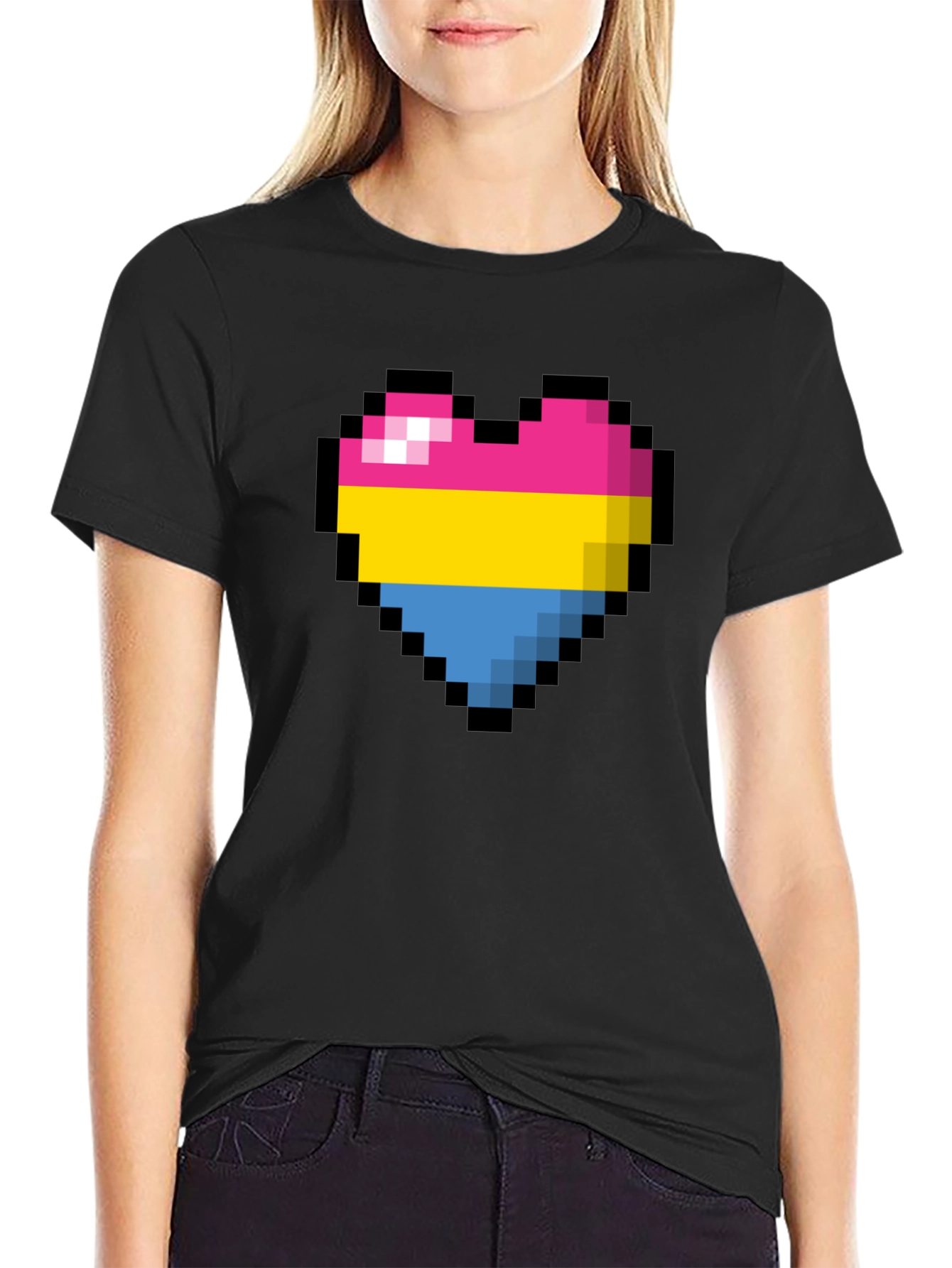 Pansexual Pride Pixel Heart T-Shirt