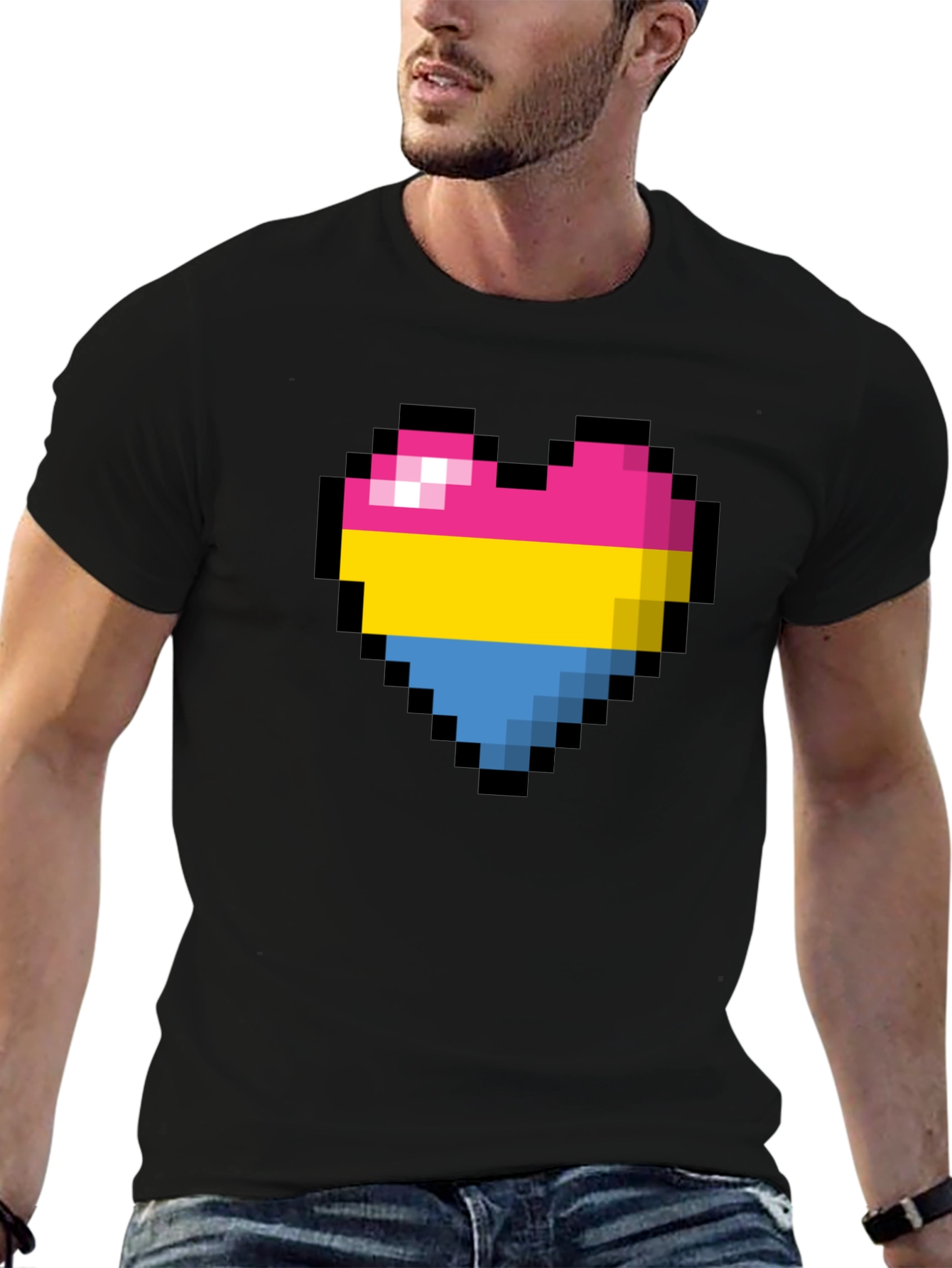 Pansexual Pride Pixel Heart T-Shirt