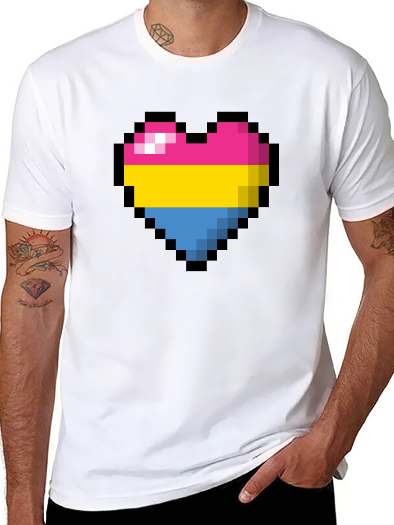 Pansexual Pride Pixel Heart T-Shirt