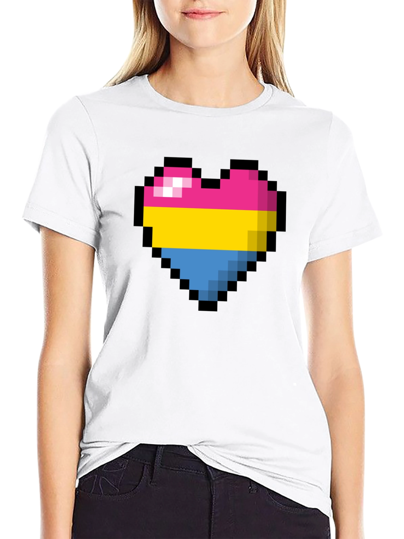 Pansexual Pride Pixel Heart T-Shirt