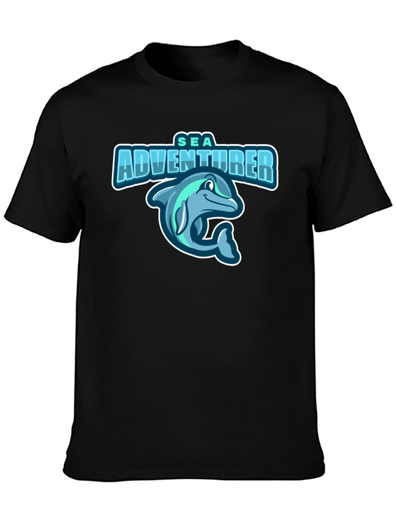 Sea Adventurer Black T-Shirt - Dolphin Graphic Tee