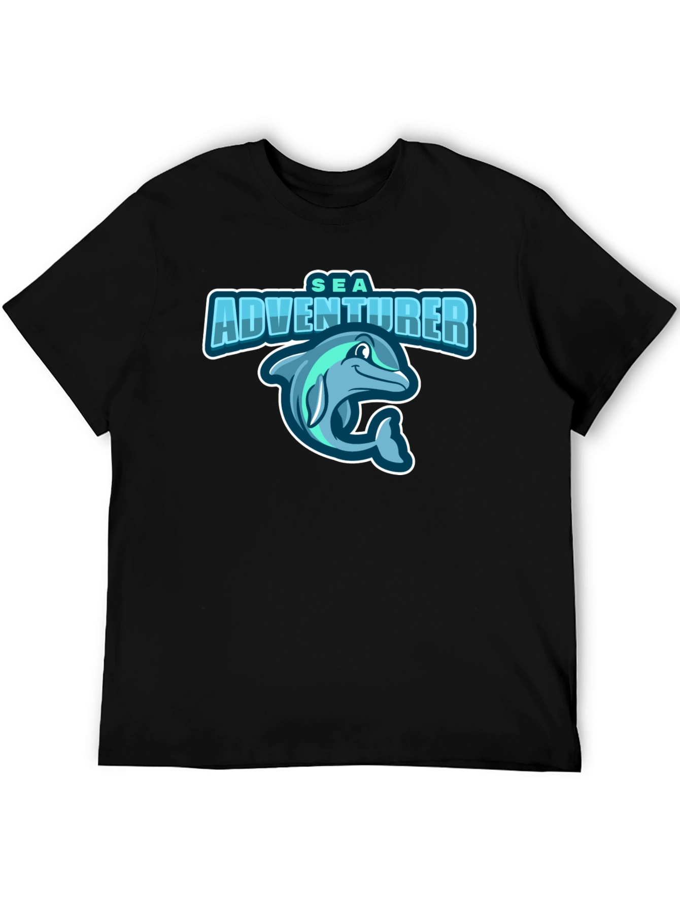 Sea Adventurer Black T-Shirt - Dolphin Graphic Tee