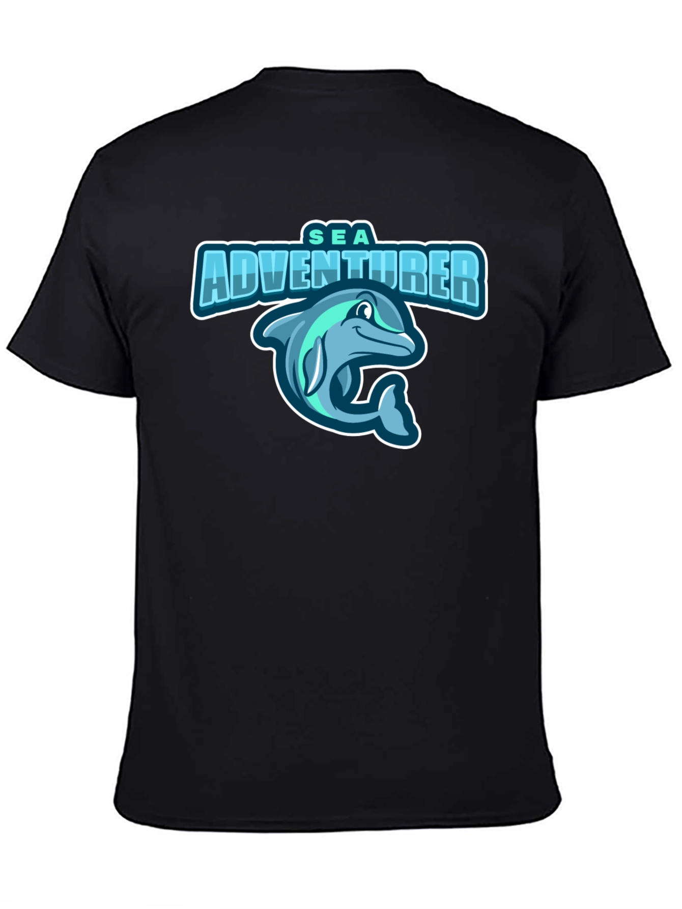 Sea Adventurer Black T-Shirt - Dolphin Graphic Tee