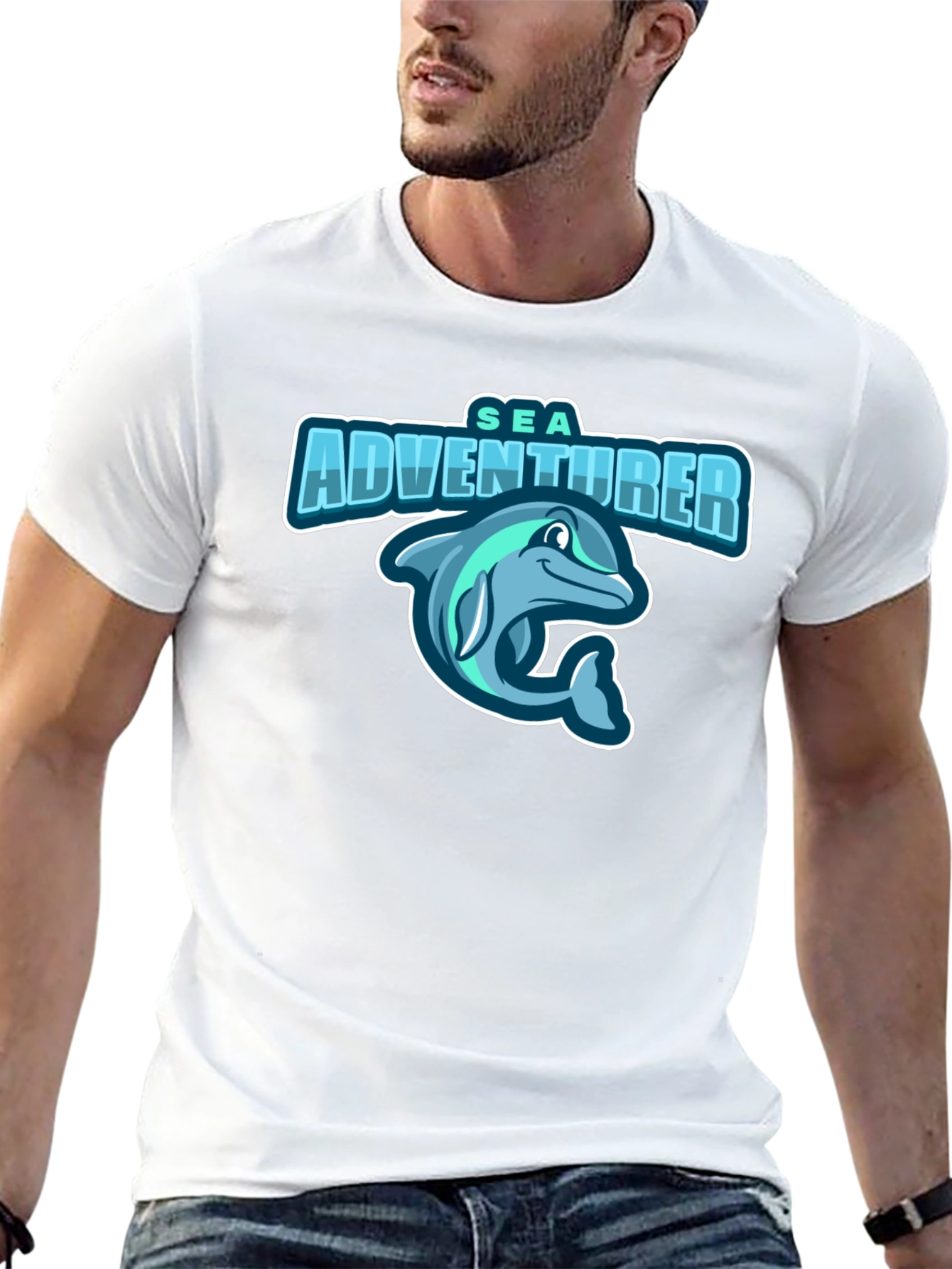 Sea Adventurer Black T-Shirt - Dolphin Graphic Tee