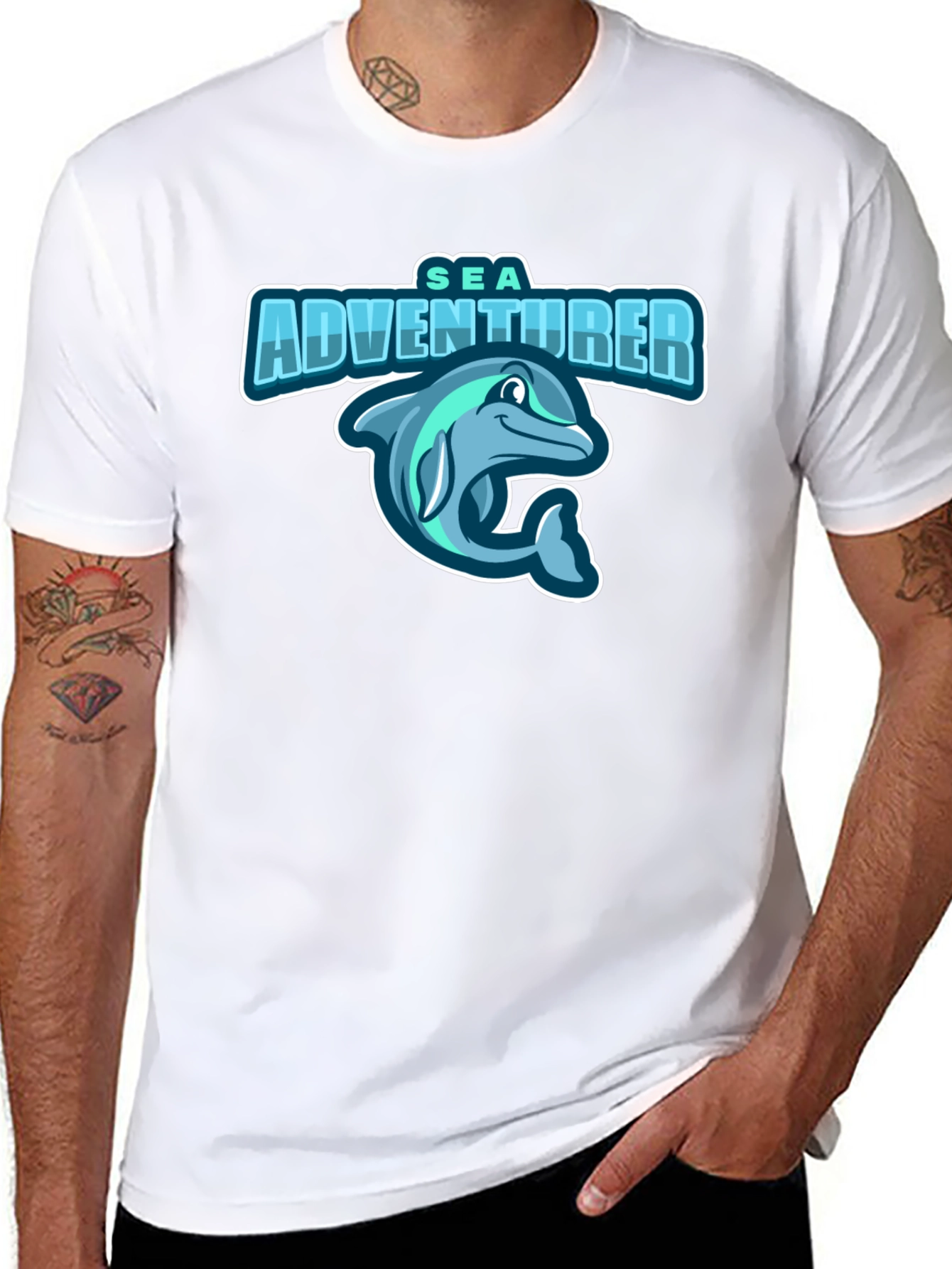 Sea Adventurer Black T-Shirt - Dolphin Graphic Tee