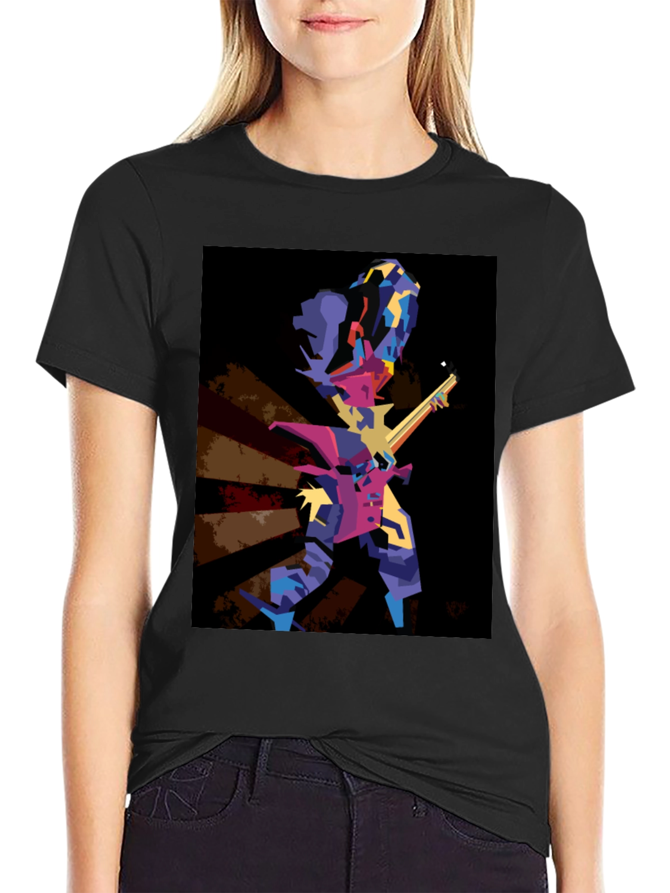 Abstract Guitar Player Graphic T-Shirt