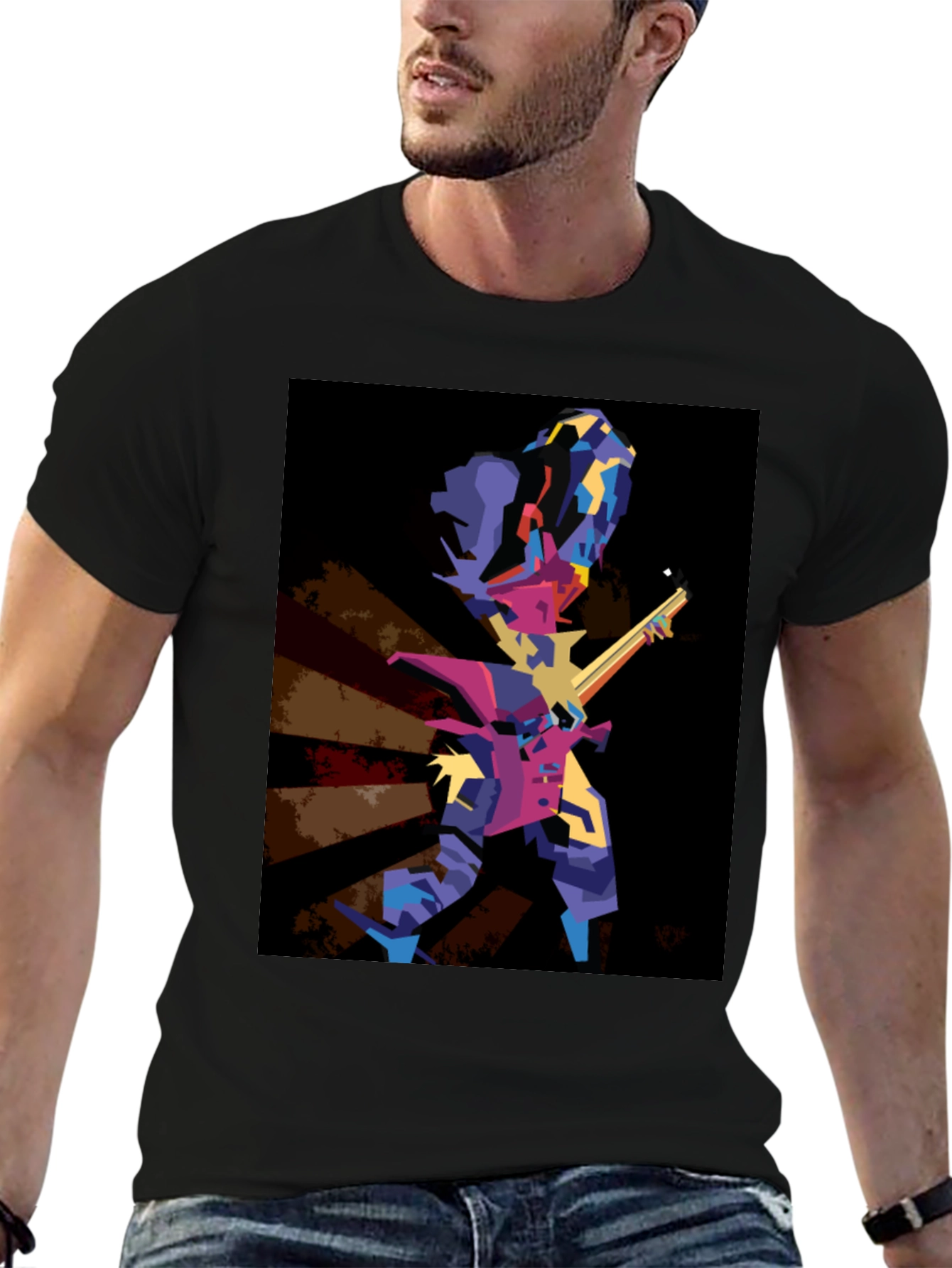 Abstract Guitar Player Graphic T-Shirt