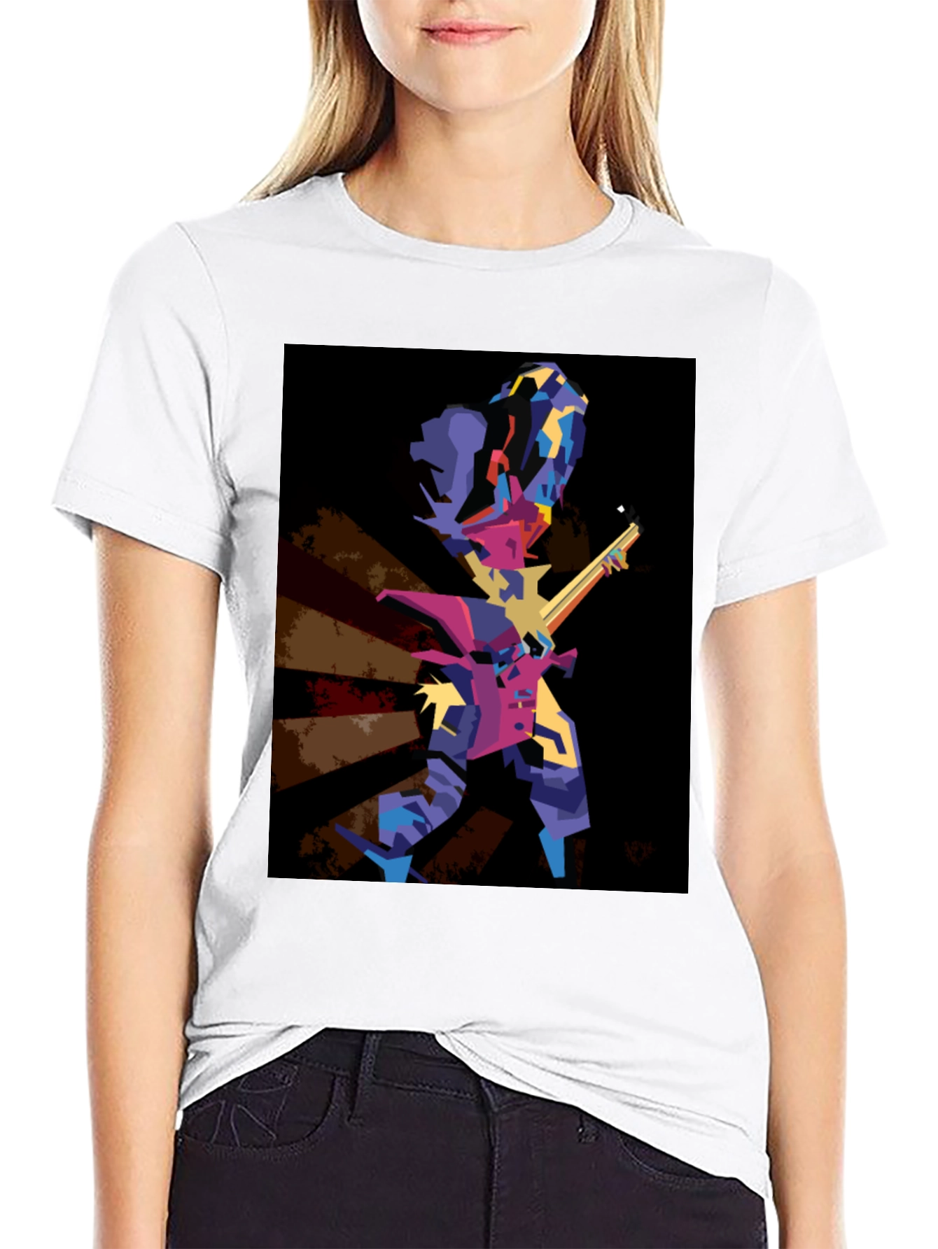 Abstract Guitar Player Graphic T-Shirt