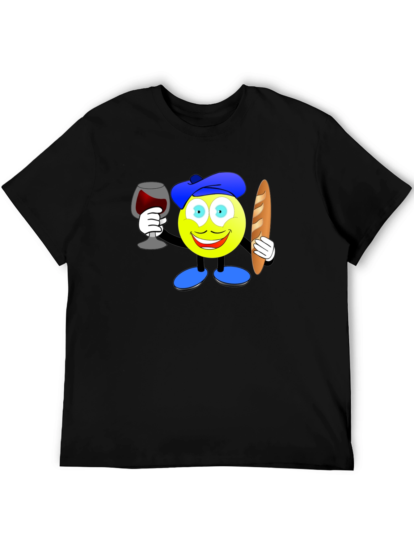 French Emoji T-Shirt: Wine & Baguette