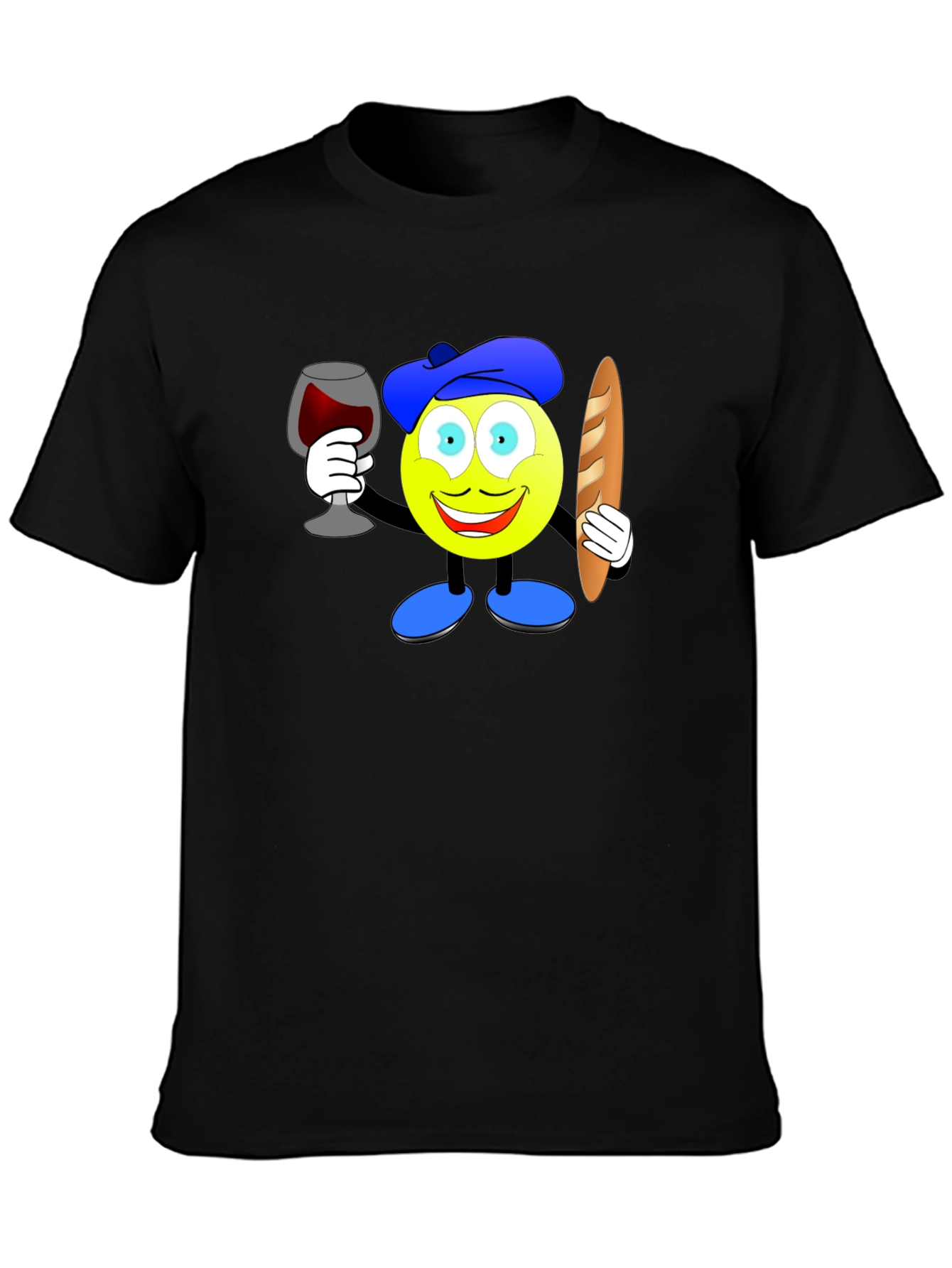 French Emoji T-Shirt: Wine & Baguette