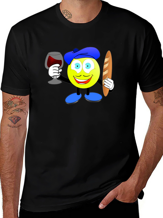 French Emoji T-Shirt: Wine & Baguette