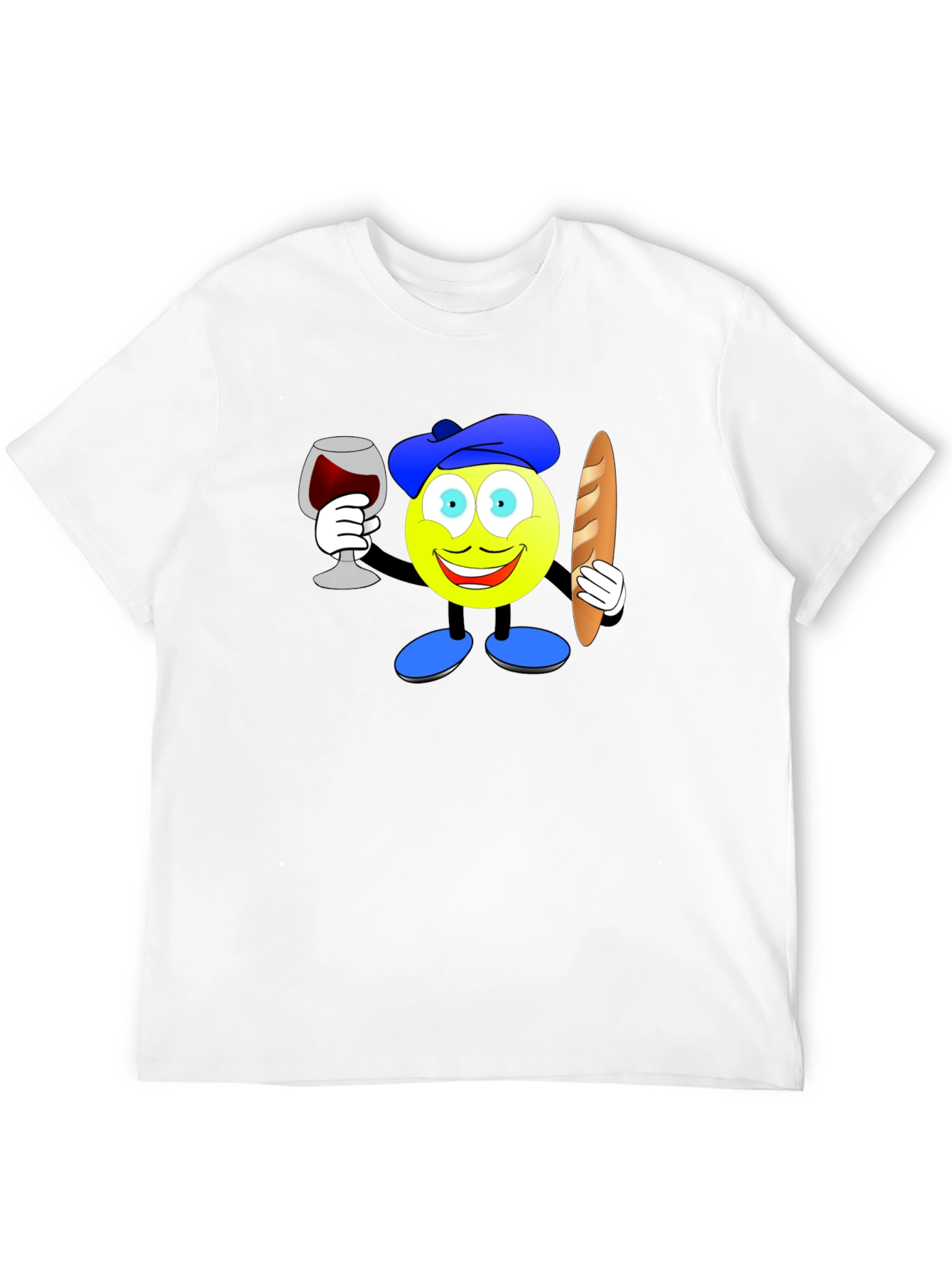 French Emoji T-Shirt: Wine & Baguette