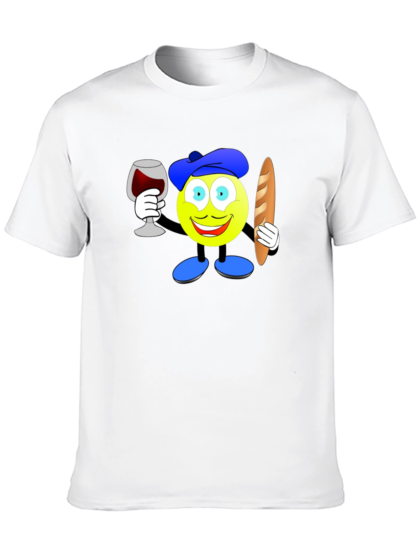 French Emoji T-Shirt: Wine & Baguette