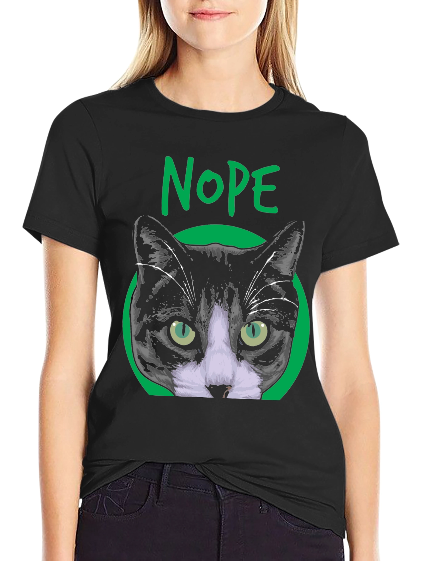 Nope Cat Graphic T-Shirt - Unisex Crew Neck