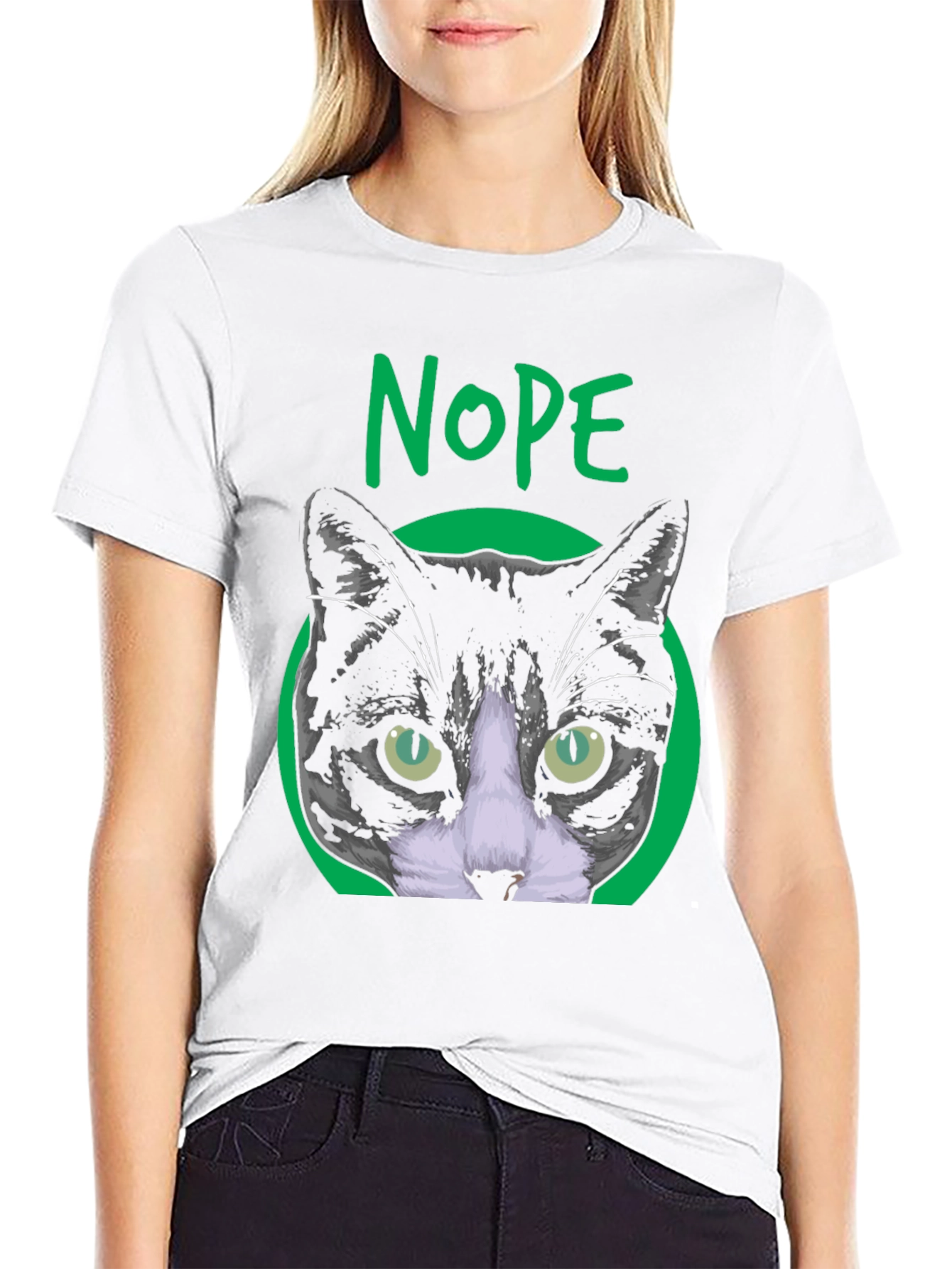Nope Cat Graphic T-Shirt - Unisex Crew Neck