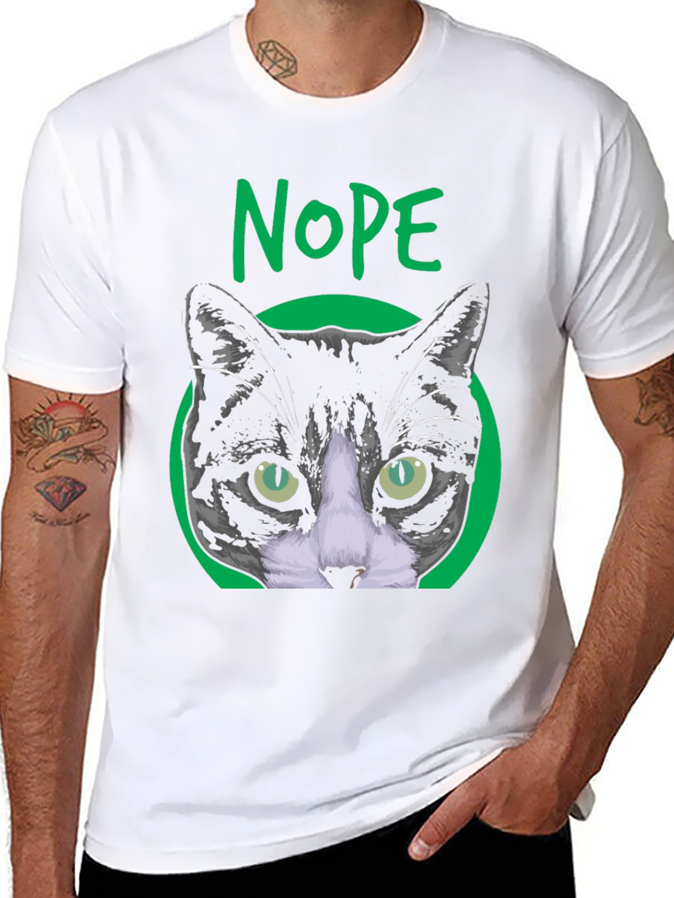 Nope Cat Graphic T-Shirt - Unisex Crew Neck