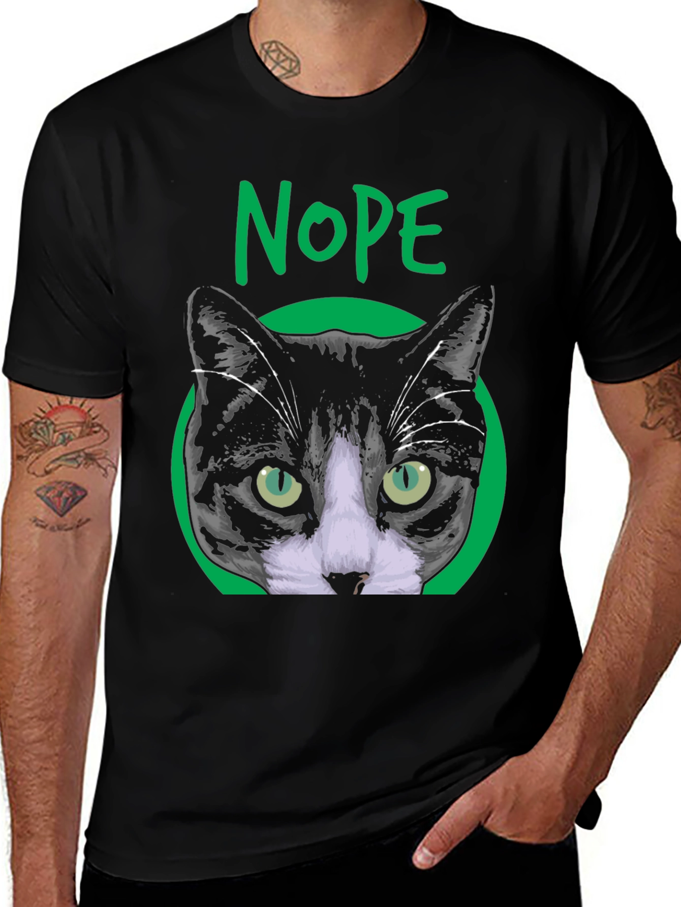 Nope Cat Graphic T-Shirt - Unisex Crew Neck