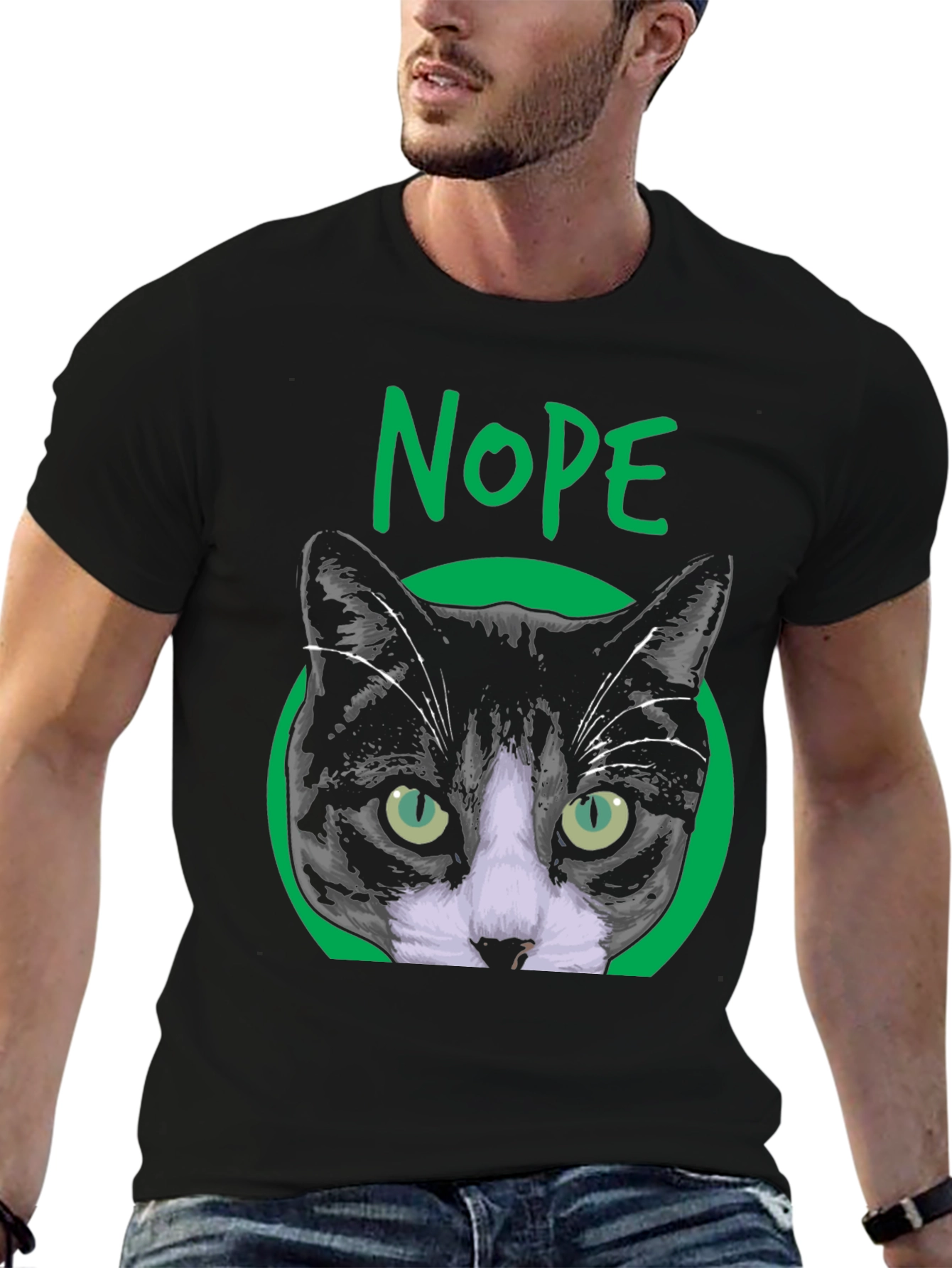 Nope Cat Graphic T-Shirt - Unisex Crew Neck