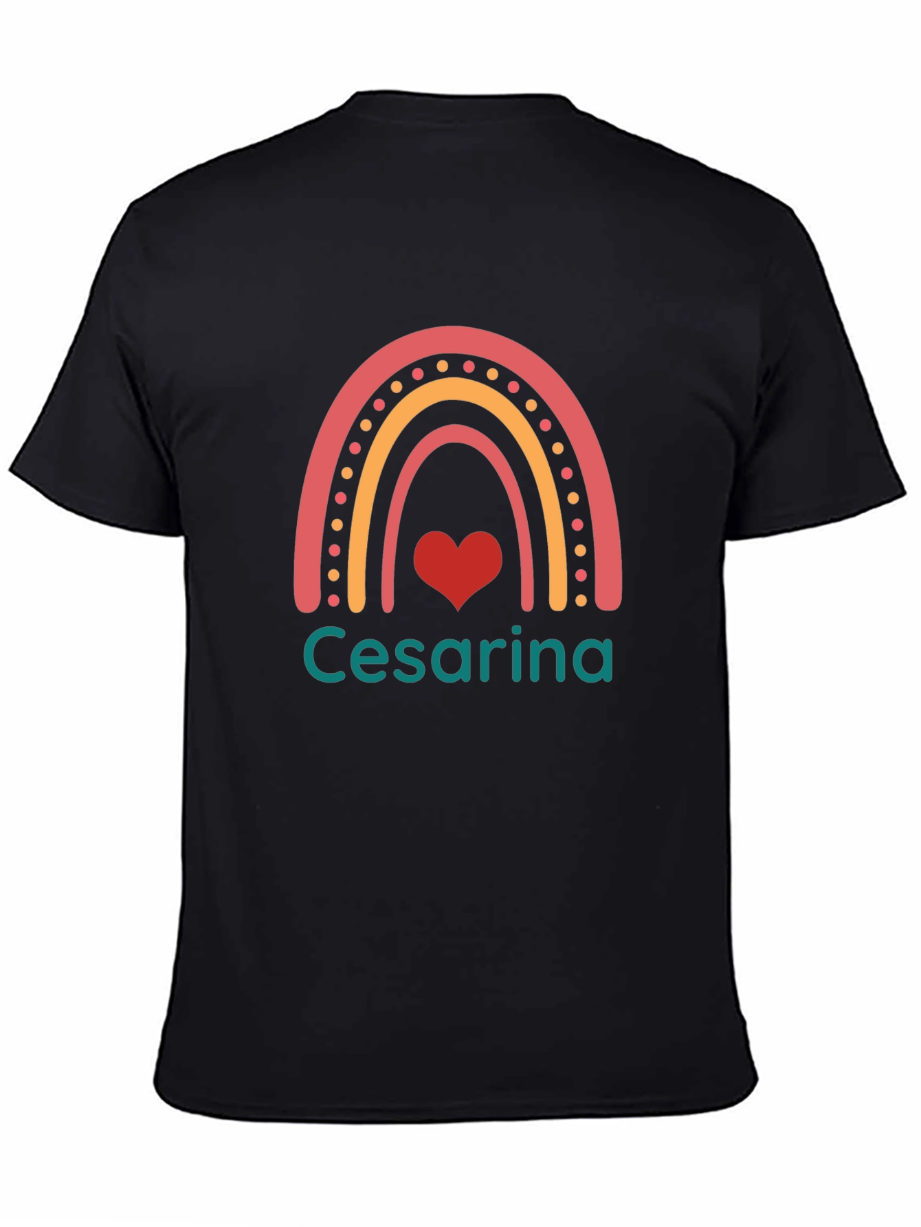 Cesarina Rainbow Heart Black T-Shirt