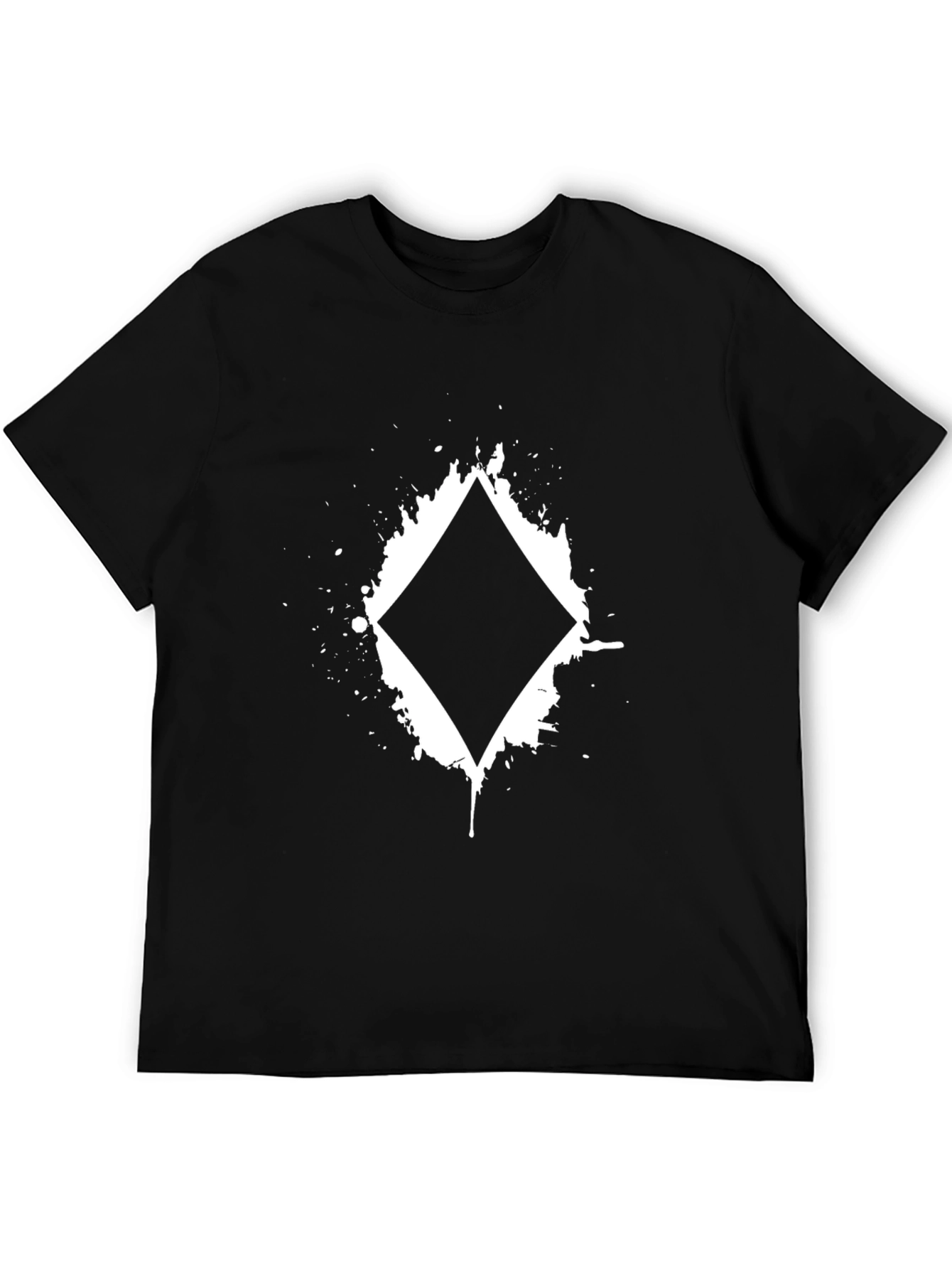 Diamonds Card Suit Graphic Black T-Shirt