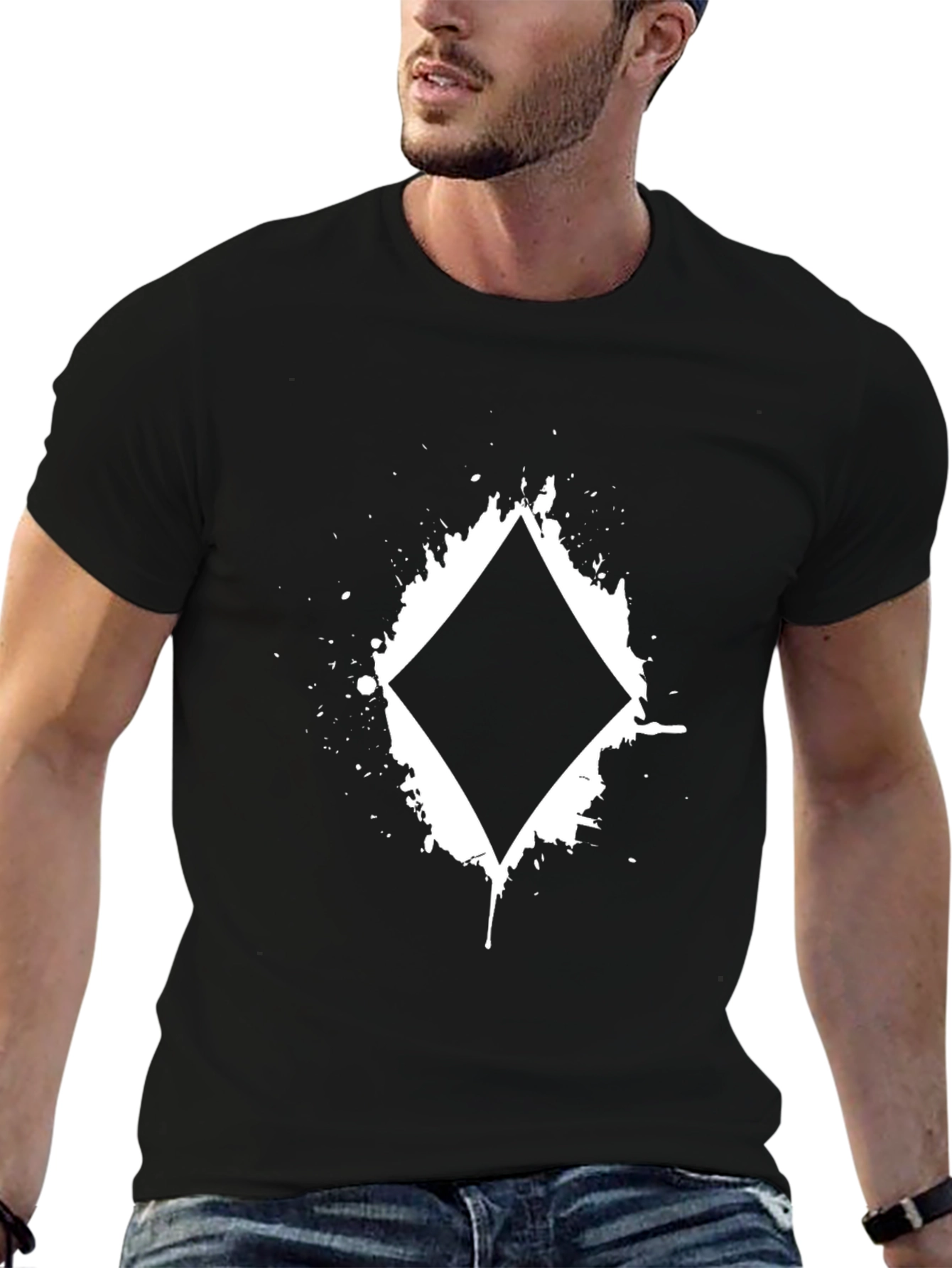 Diamonds Card Suit Graphic Black T-Shirt
