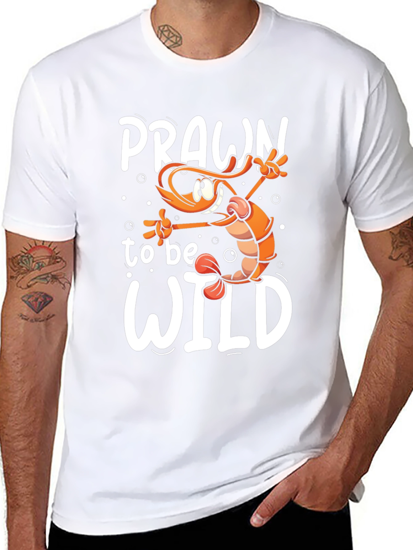 Prawn To Be Wild Funny Graphic Tee