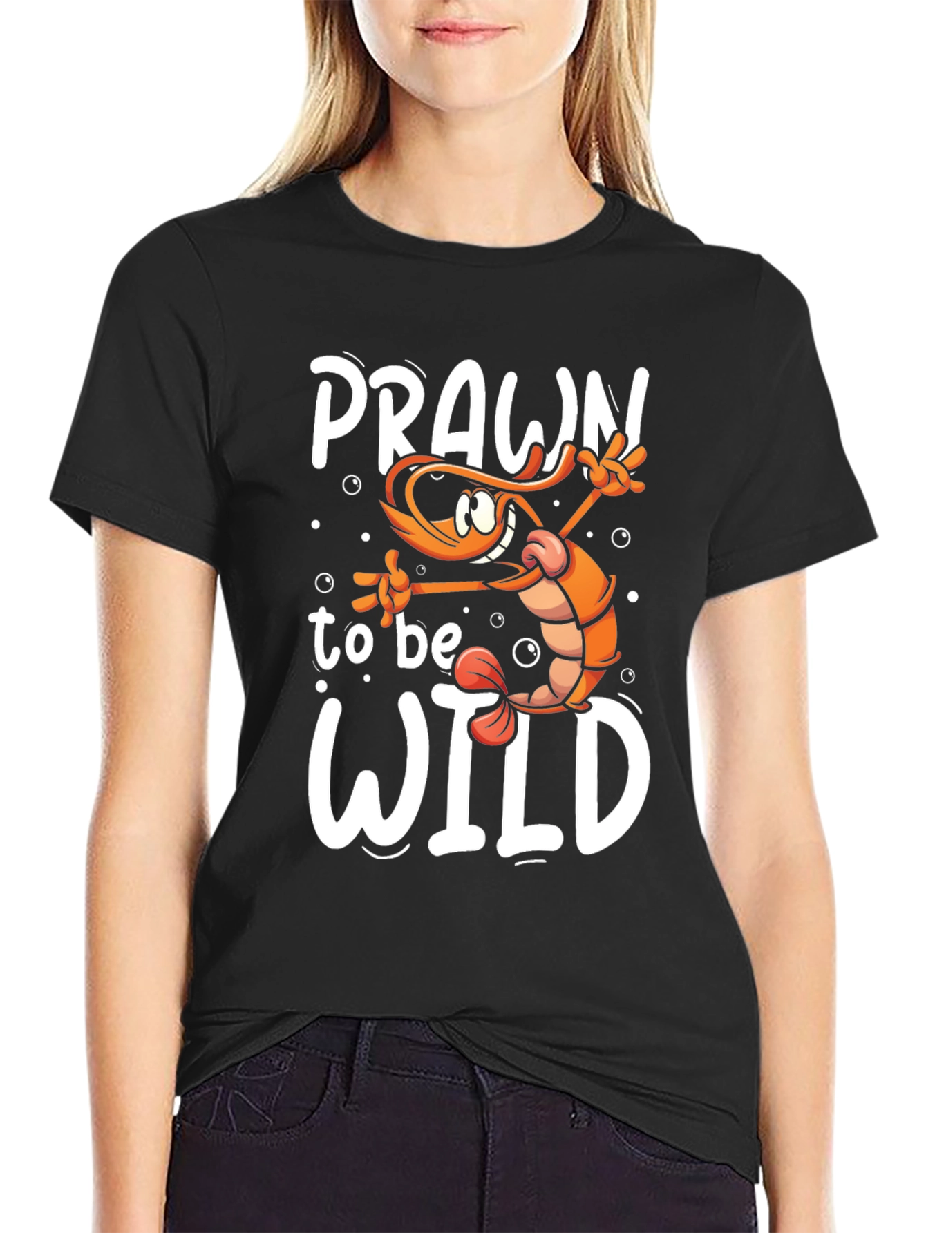 Prawn To Be Wild Funny Graphic Tee