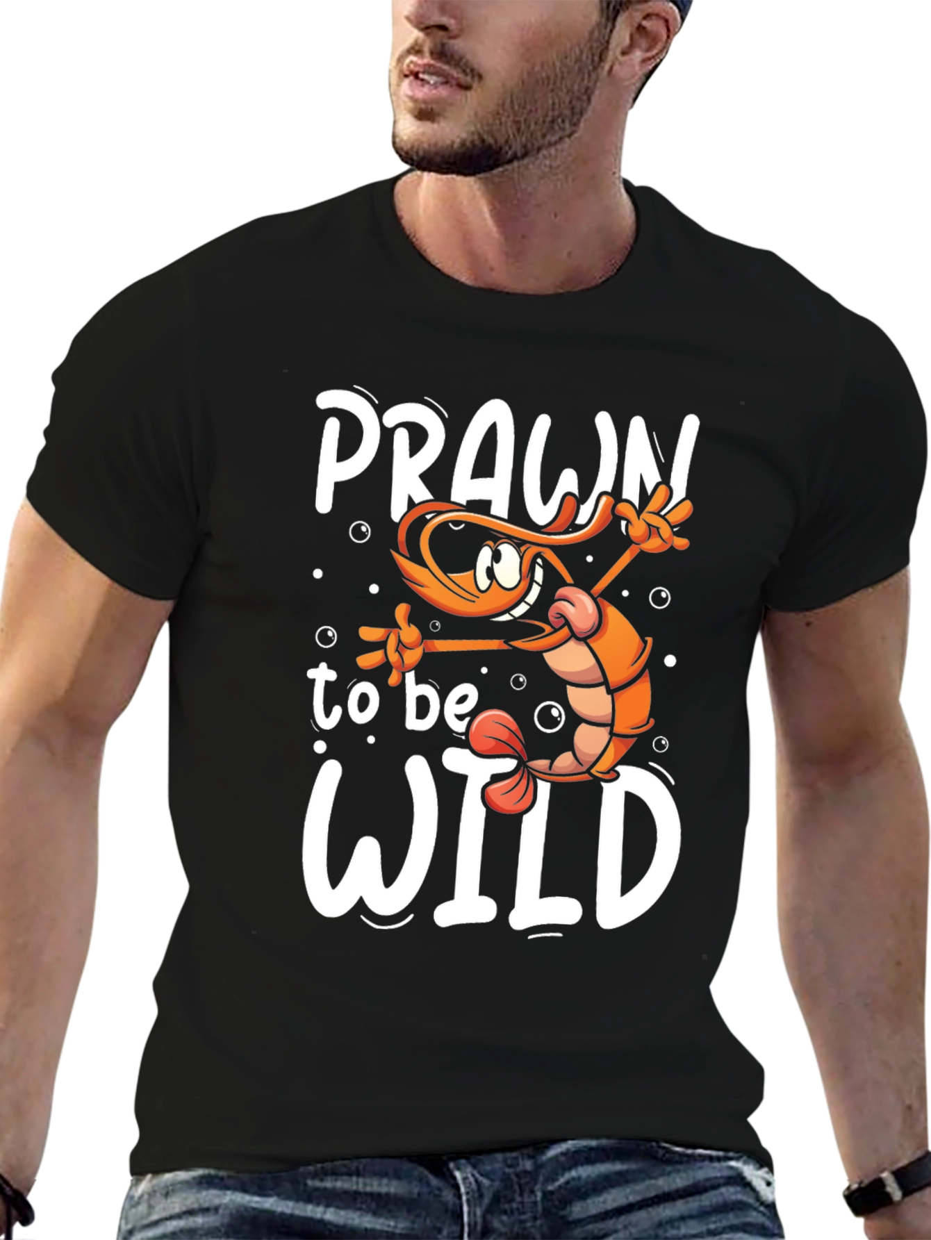 Prawn To Be Wild Funny Graphic Tee