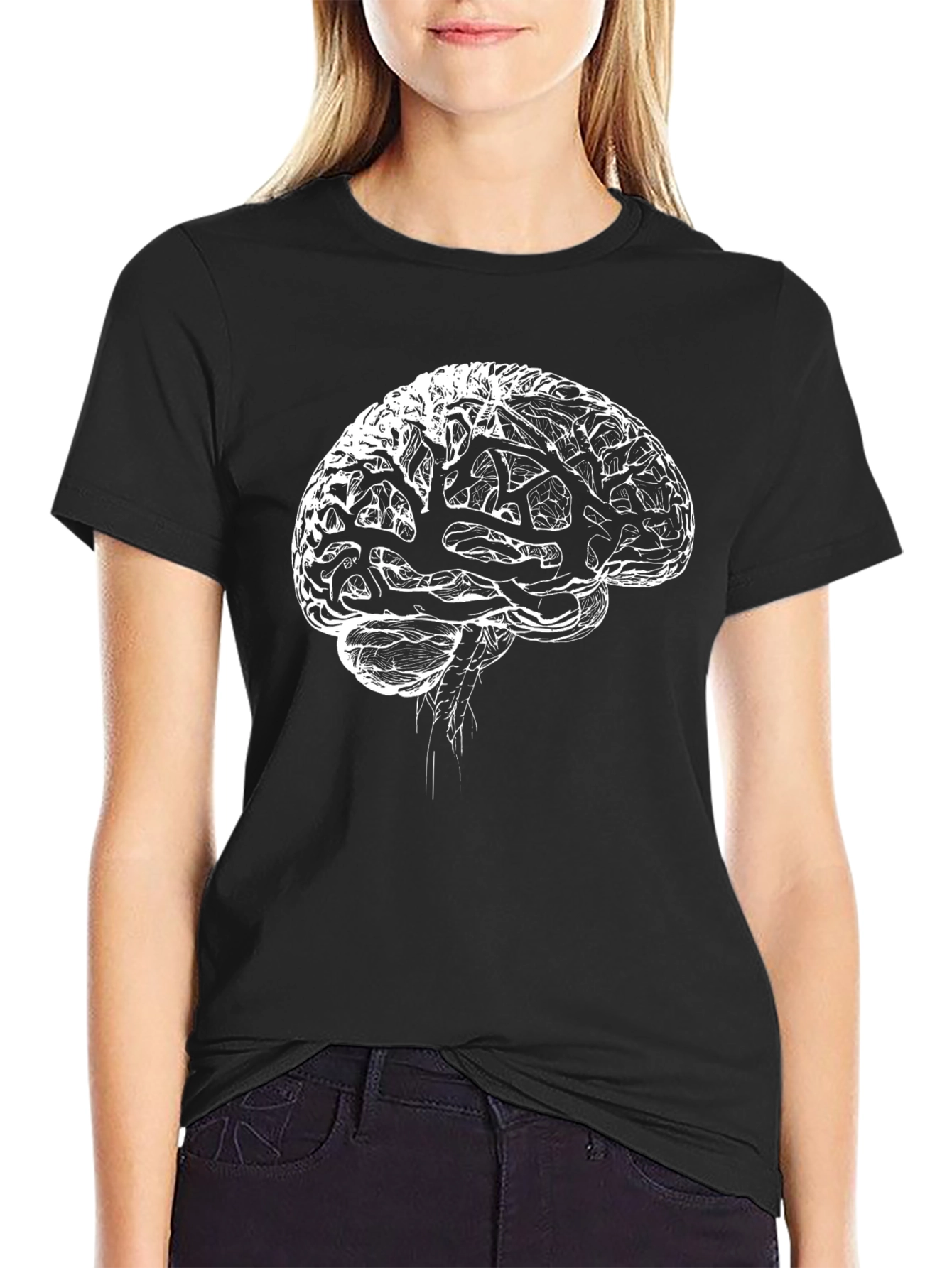 Brain Graphic Tee - Black Cotton T-Shirt