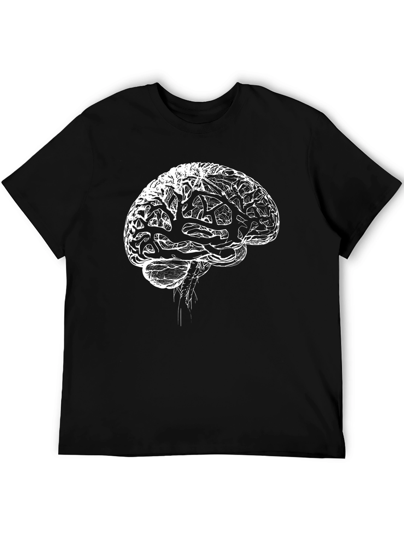 Brain Graphic Tee - Black Cotton T-Shirt