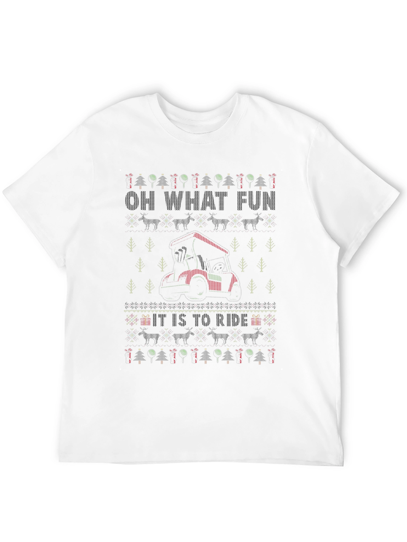 Oh What Fun Golf Cart Ugly Christmas Sweater T-Shirt