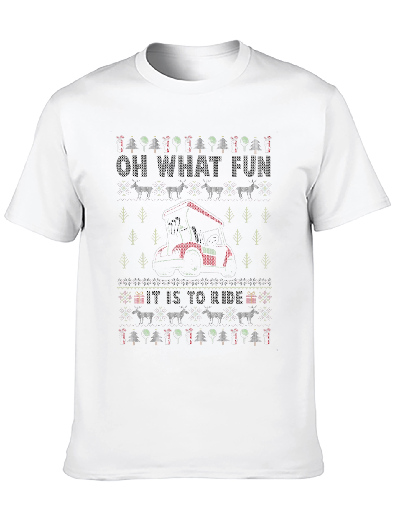 Oh What Fun Golf Cart Ugly Christmas Sweater T-Shirt