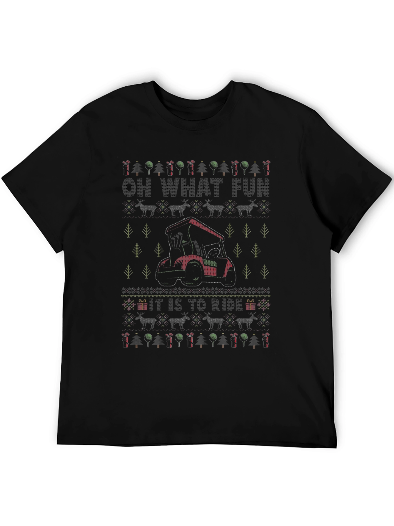 Oh What Fun Golf Cart Ugly Christmas Sweater T-Shirt