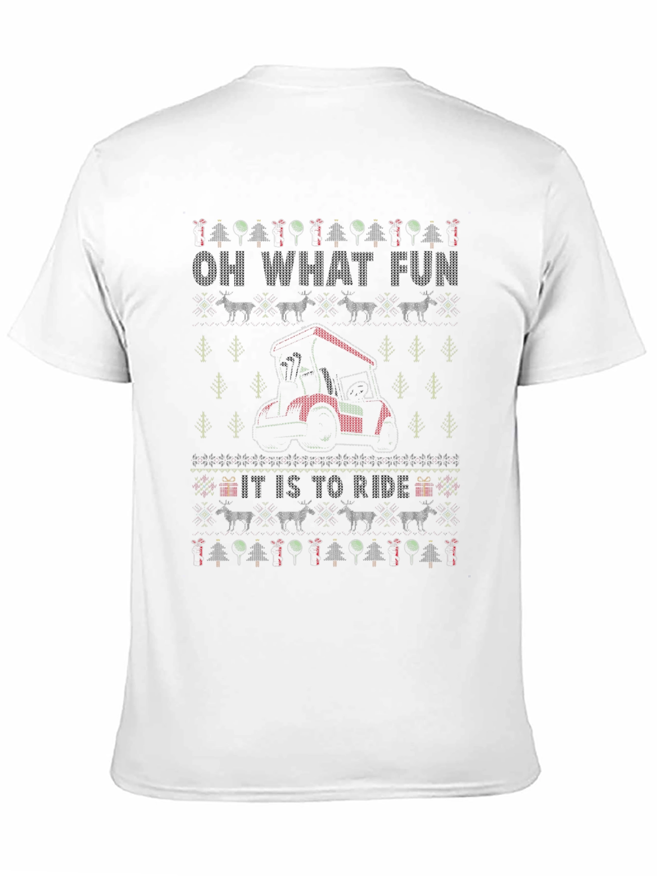 Oh What Fun Golf Cart Ugly Christmas Sweater T-Shirt