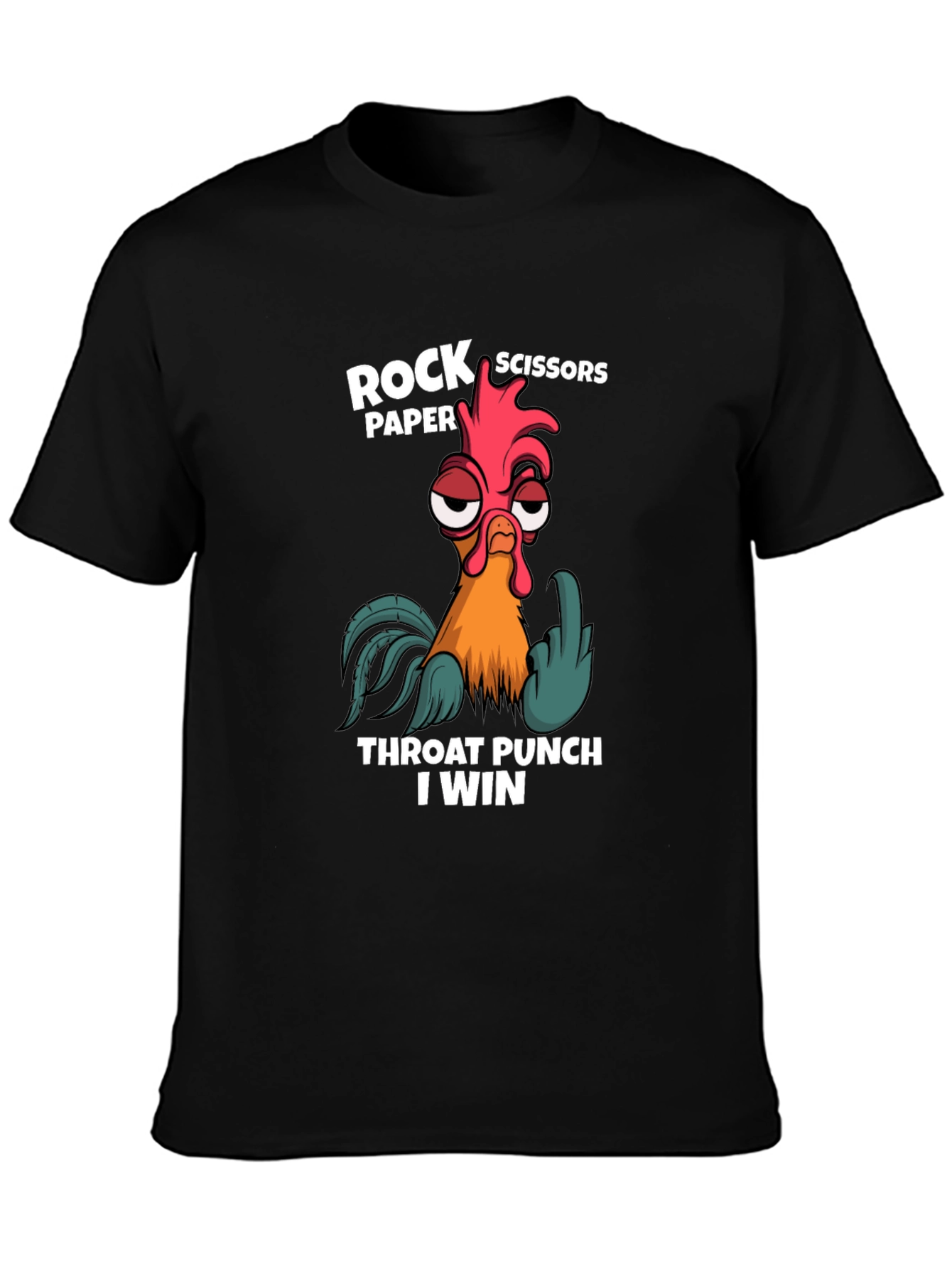 Rock Paper Scissors Throat Punch Chicken Graphic T-Shirt