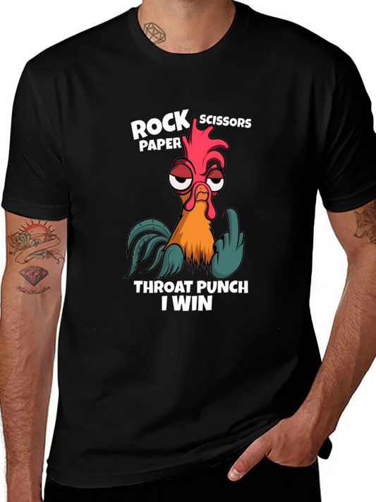 Rock Paper Scissors Throat Punch Chicken Graphic T-Shirt