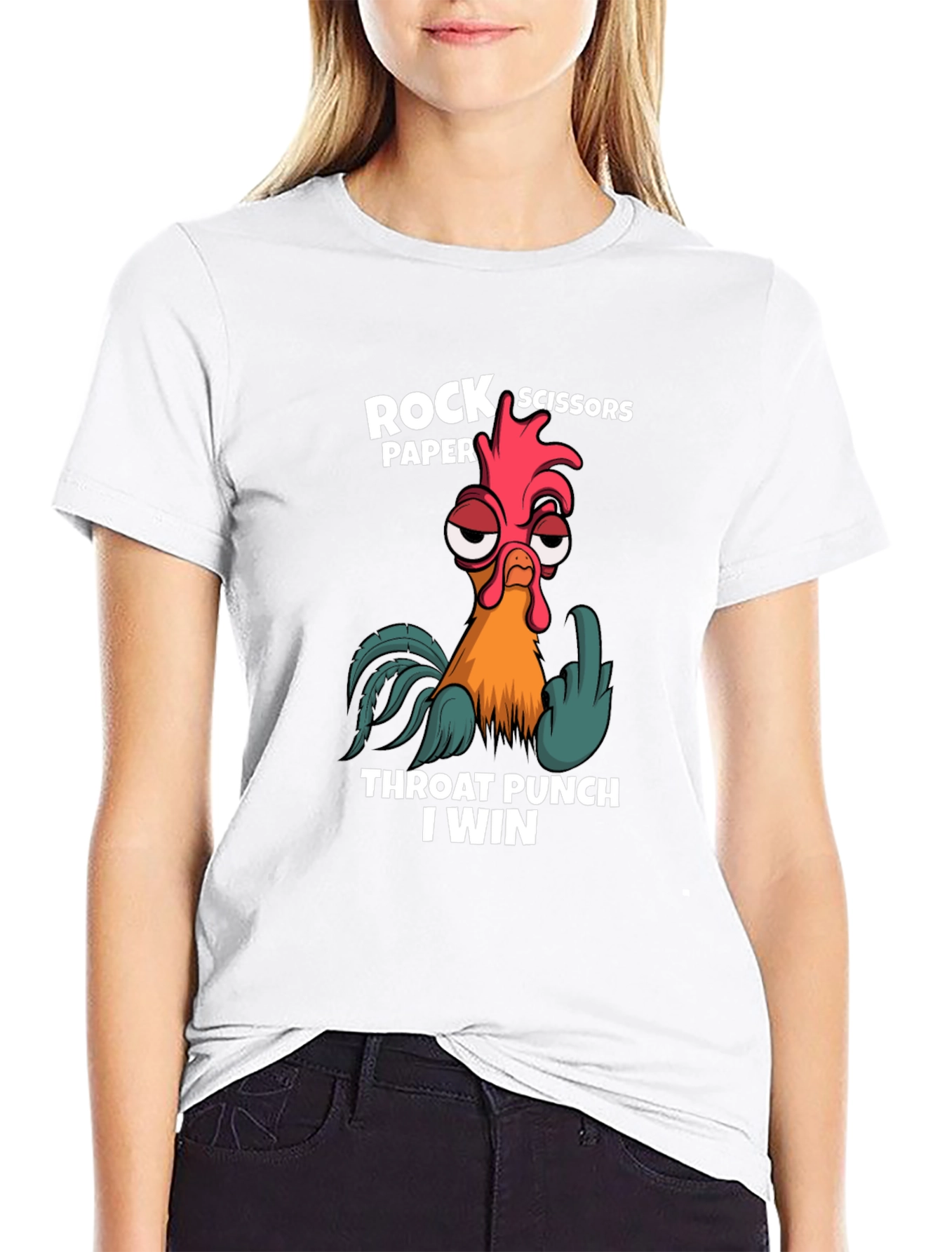 Rock Paper Scissors Throat Punch Chicken Graphic T-Shirt