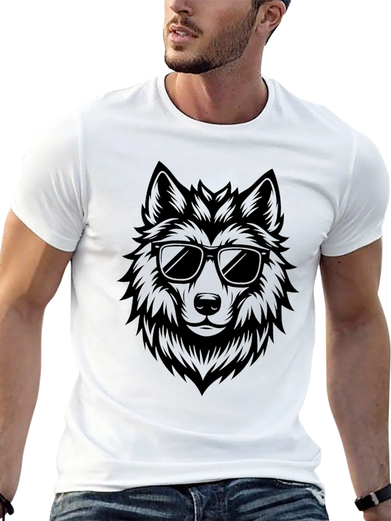 Cool Wolf Graphic T-Shirt - Black