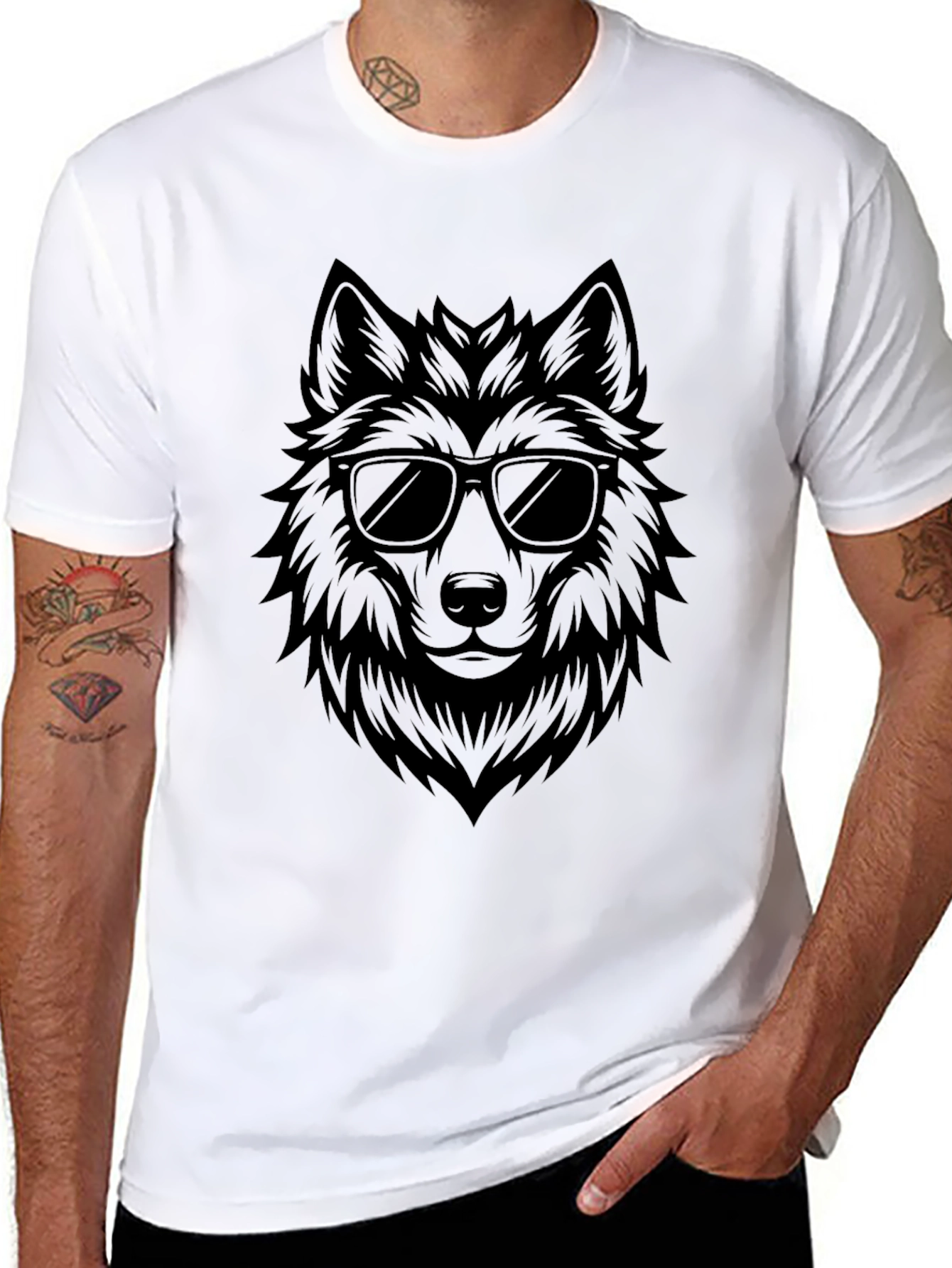 Cool Wolf Graphic T-Shirt - Black